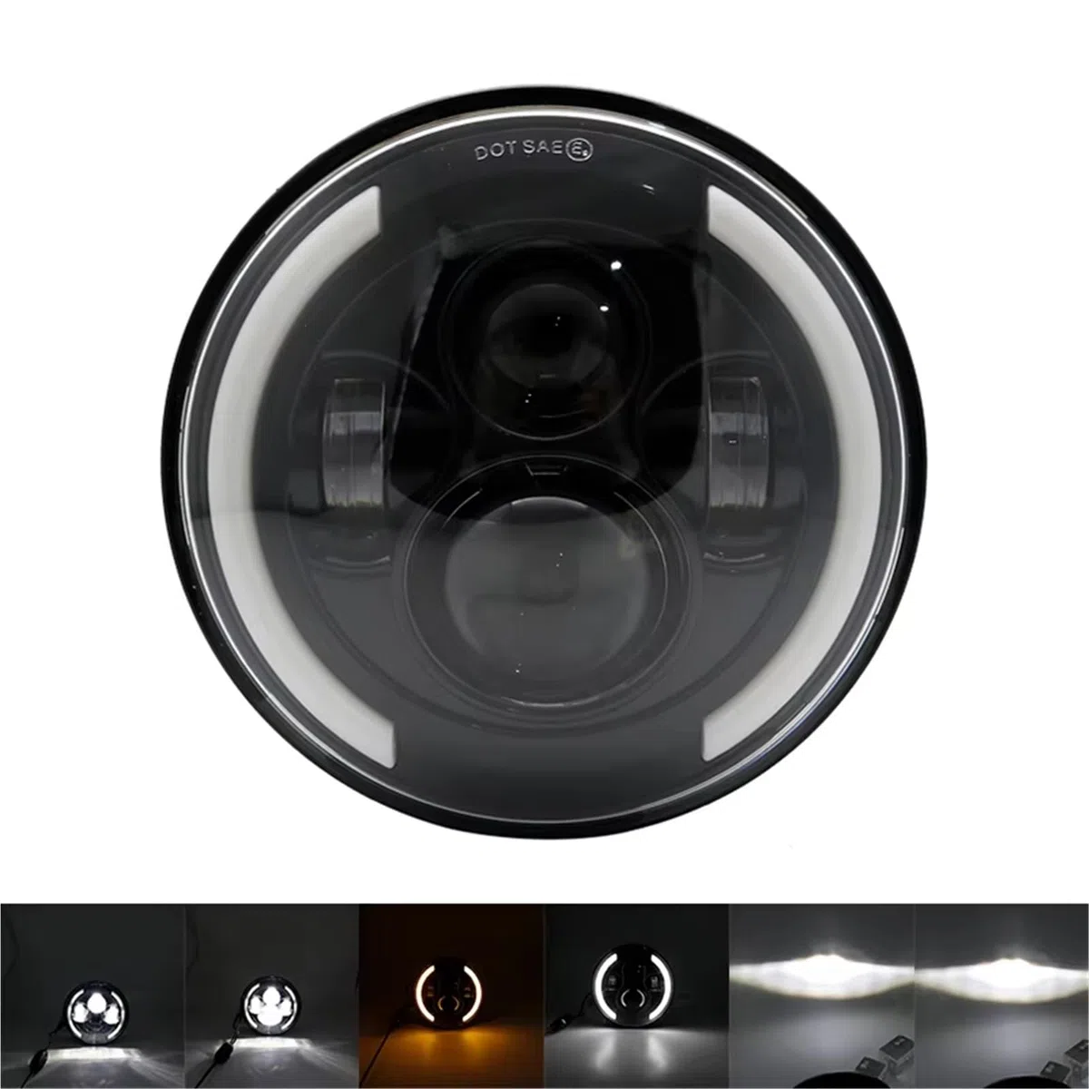 Moto Faro Fanale Faro 7 Pollici Rotondo 4 Lampadine LED con Design Doppio Colore Angel Eye per Suzuki per Samurai SJ410 per Wrangler JK per Lada per Niva 4x4