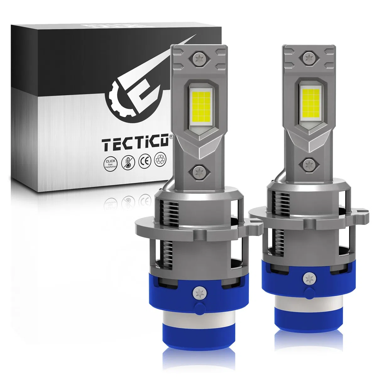 TECTICO D2S Lampadine LED per Fari Auto, 90W 12000LM 6000K Bianco Freddo, Abbaglianti/Anabbaglianti Plug and Play, Sostituzione Diretta OEM Xenon HID - 2 Lampade