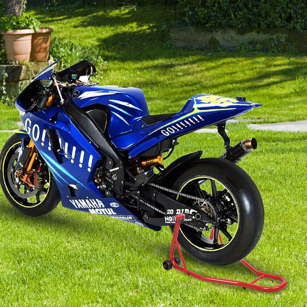 COSTWAY Cavalletto per Moto, Cavalletto Posteriore Moto Universale, Regolabile in Larghezza (rosso)