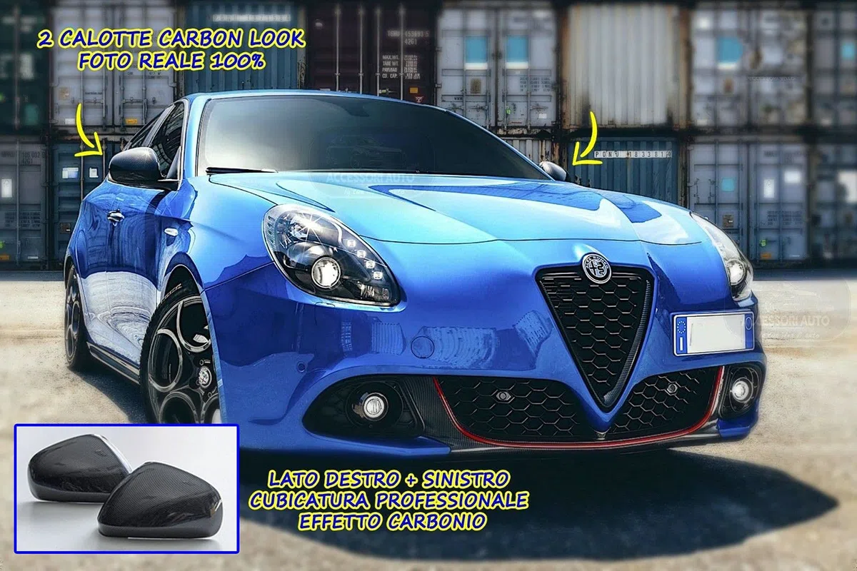 Generico Calotte Giulietta Nero in Carbon Look 2 per Specchietti retrovisori Kit 2 Calotte Destra Sinistra 800706-800707