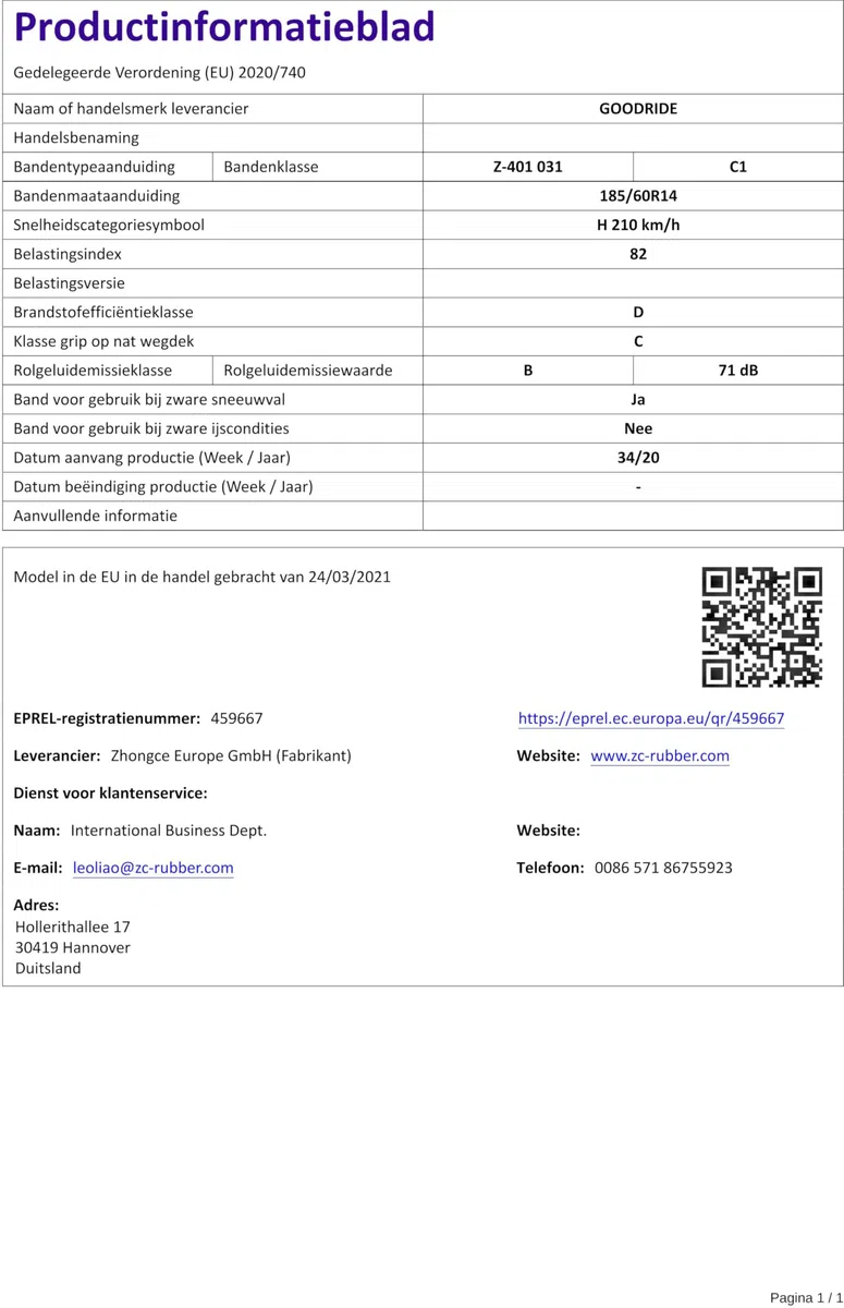 GOODRIDE 185/60 R14 82H 4 Stagioni Auto Compatibilità con VW POLO 9N GOLF III 1H1 GOLF II 19E, 1G1 Fox Hatchback 5Z1, 5Z3, 5Z4 GOLF I Cabriolet 155 GOLF I 17