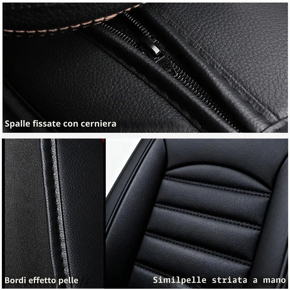 Coprisedili auto sedile anteriore set da 2 pezzi coprisedili auto in pelle universali per Mercedes Benz Classe B, Classe C, Classe E, GLB, GLK, GLC, GLE (nero)