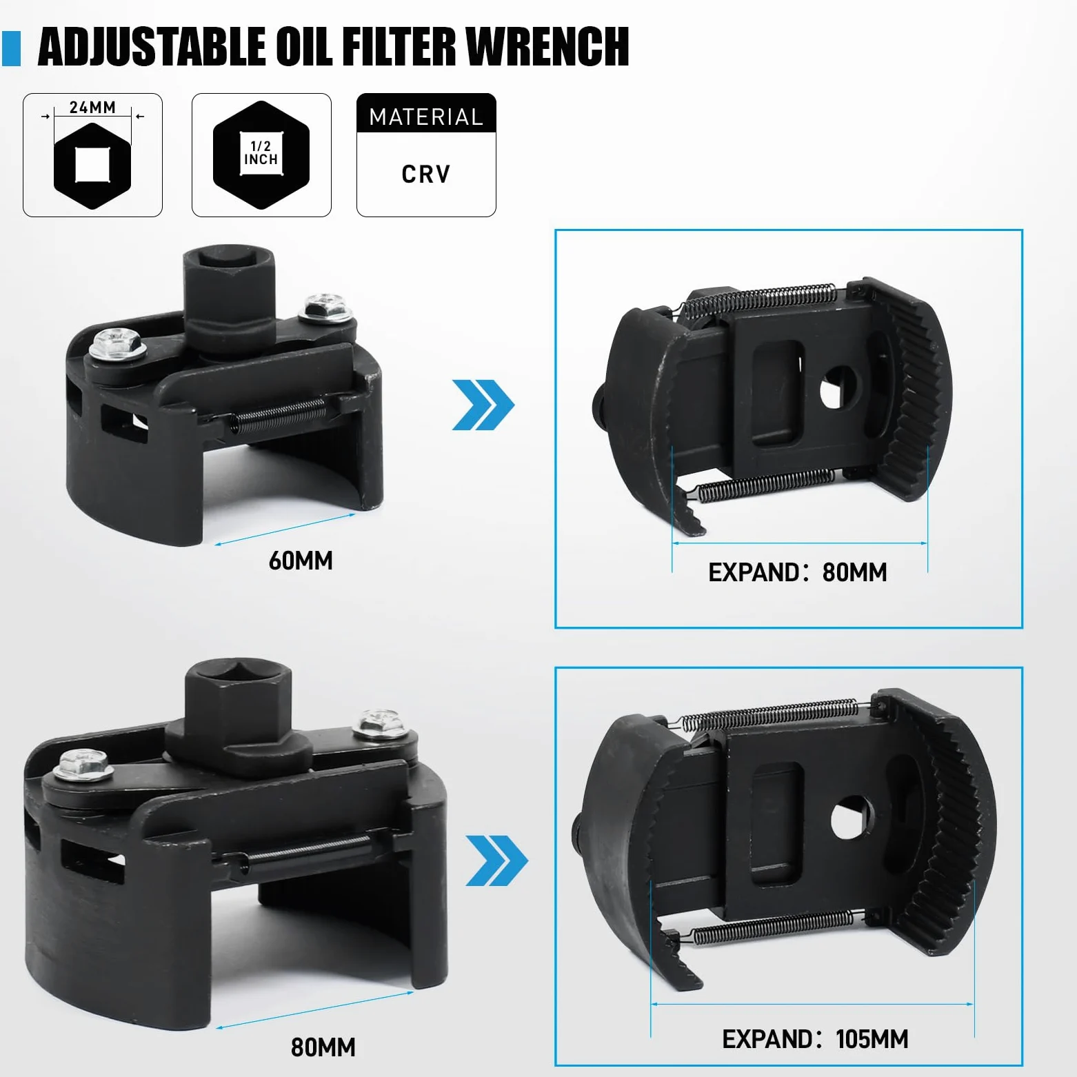 SMOTIVEPRO Set di attrezzi per filtro dell'olio, 12 tappi per filtro dell'olio, 2 chiavi regolabili per filtro dell'olio, 6 chiavi a bussola per filtro dell'olio, 2 pinze per filtro dell'olio, 8