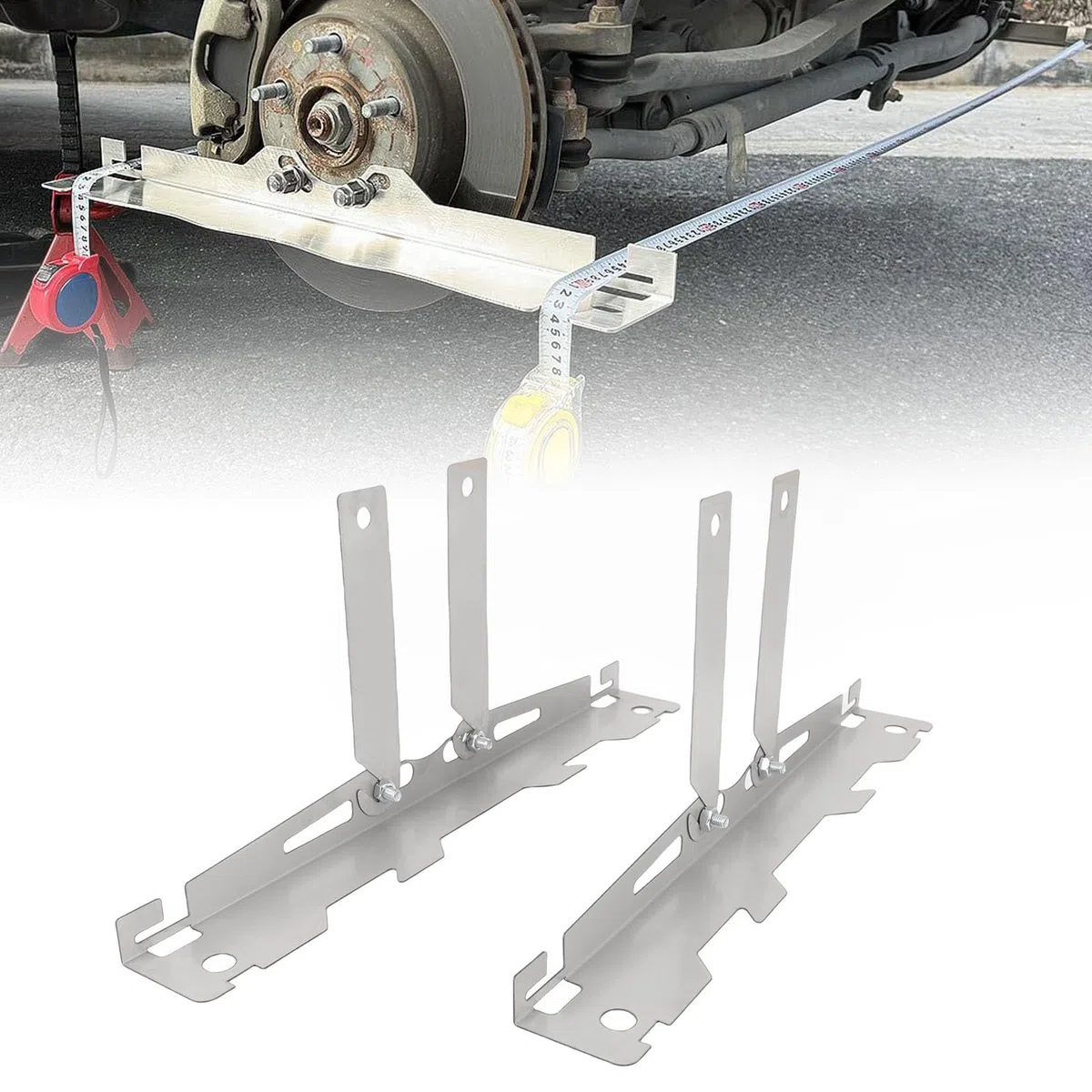 Set di 2 Strumenti per Allineamento Ruote, Piastra Fermapiede con Fessura di Misurazione di Sicurezza per Letture Accurate, Kit di Strumenti per Regolazione Ruote Senza Smontaggio per Veicoli