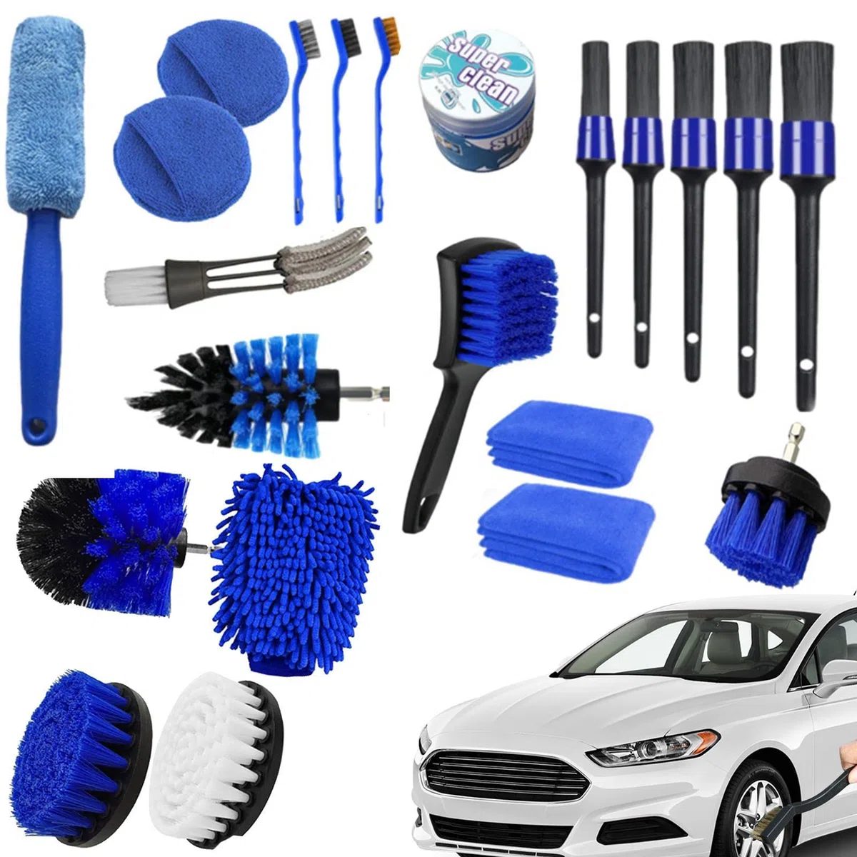 Kit di pulizia degli interni 'auto, kit di pulizia del lavaggio automatico | Kit di pulizia automobilistica professionale per interni, esterni, ruote, cruscotto