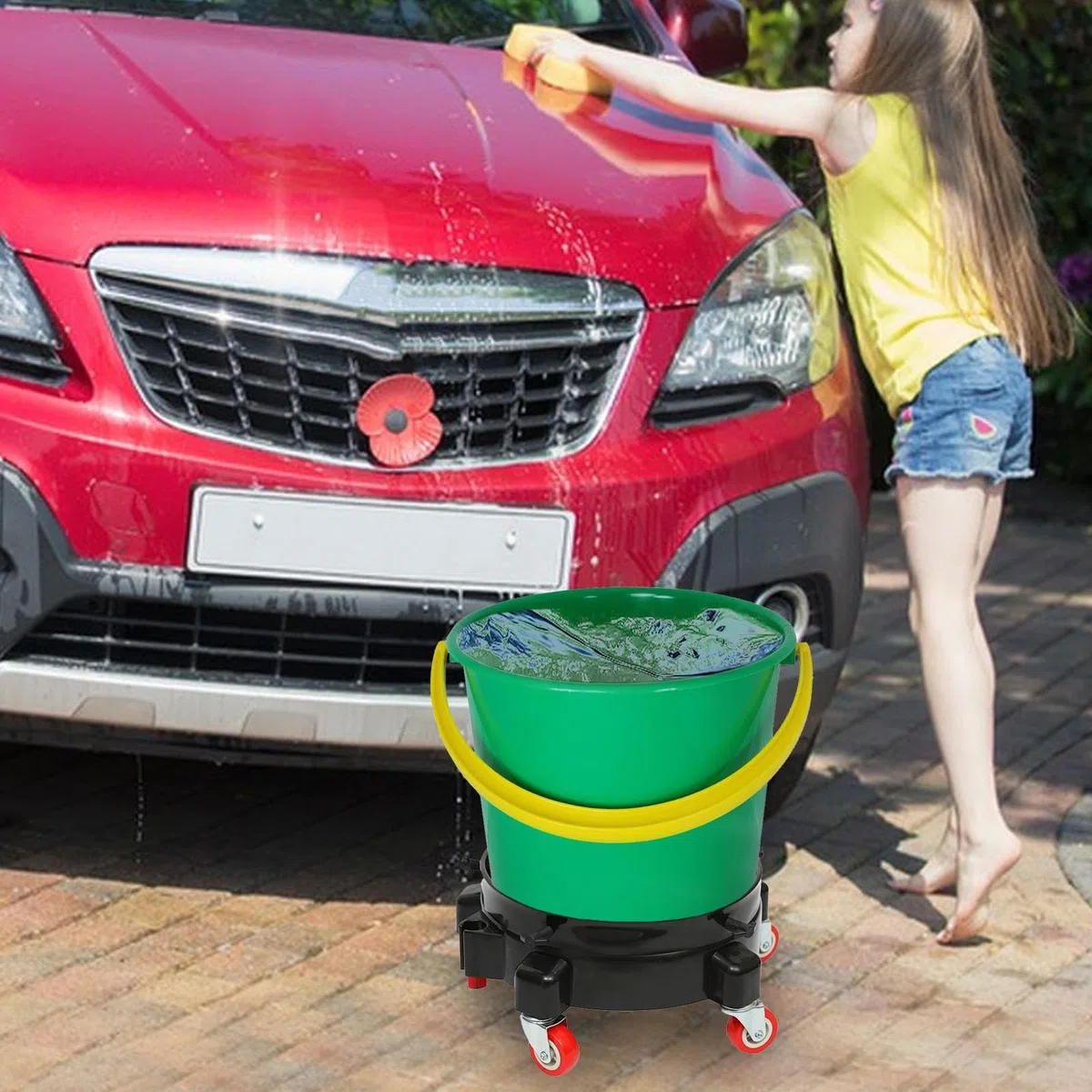 Piattaforma rotante per secchio: ruote per secchio da 5 galloni, per vassoio di puleggia da 29 cm, rulli per lavaggio auto con ruote, supporto per rulli multifunzione | A