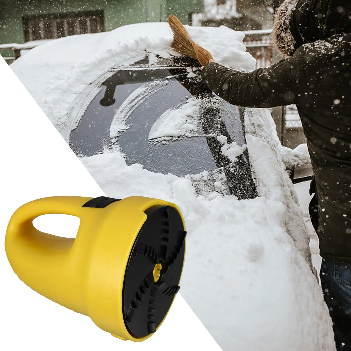 GLEAVI Raschiaghiaccio per Parabrezza Auto in ABS Giallo Portatile Pala Efficiente per Rimuovere Neve e Ghiaccio, per Uso Invernale su Veicoli