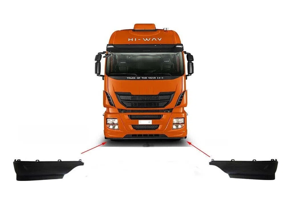 Kit Spoiler Generico Nero Plastica Angolo Sotto Paraurti Anteriore dx+sx Compatibile Stralis 2013 Hi Way