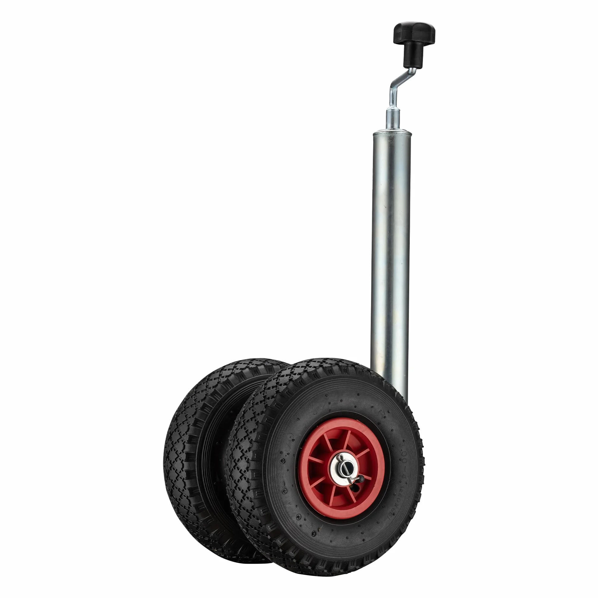 Wiltec Servotimone con ruota di appoggio doppia, portata 200 kg, supporto per rimorchio con pneumatici gonfiabili, ruotino di appoggio, altezza regolabile 66-86 cm, per rimorchi e caravan