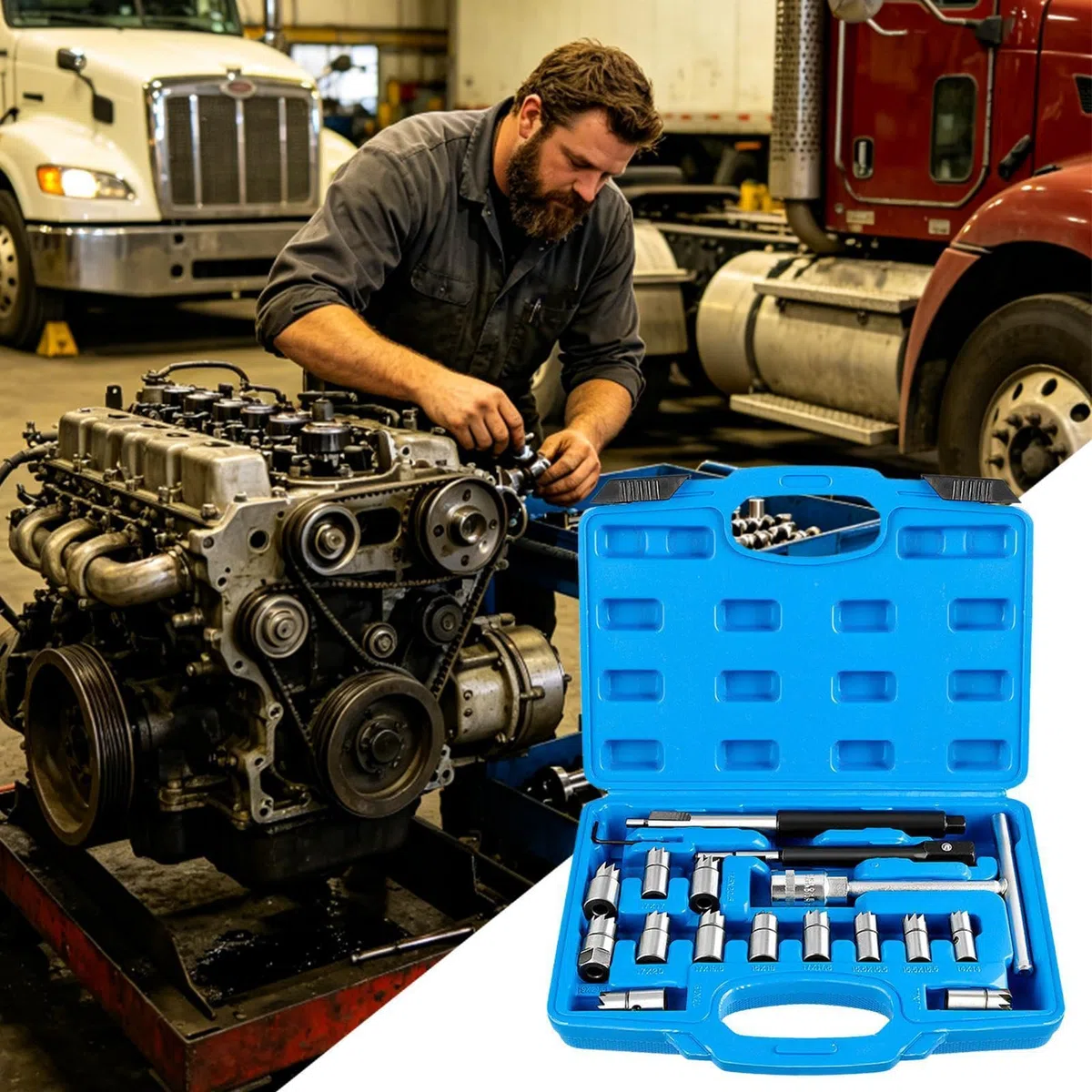 Fresa Manuale Per Sedi Iniettori Alesatore Per Intensivo In Officina | Set di Alesatori per Iniettori Adatto alla maggior parte dei motori, officine e veicoli automotive da officina