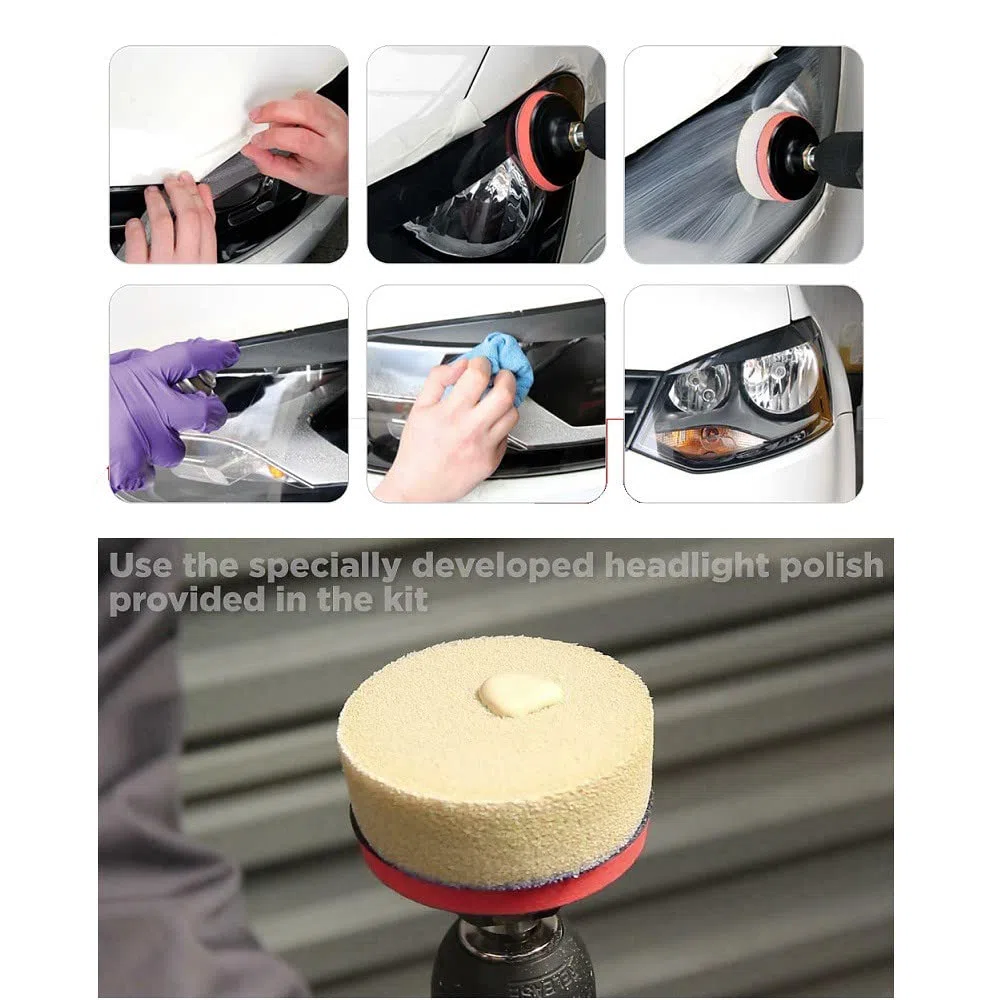 COMPATIBILE CON PEUGEOT TRAVELLER KIT RINNOVA FANALI RIPRISTINA LA TRASPARENZA ORIGINALE DELL'OTTICA DEI FARI INGIALLITI, OPACHI E GRAFFIATI RIMUOVE GRAFFI PROFONDI E OSSIDAZIONI