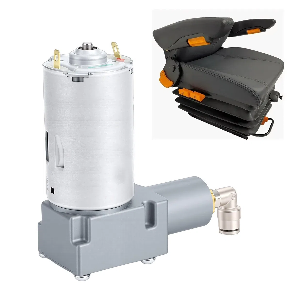 Elprico Compressore per Sedili a Sospensione Pneumatica, Motore Pneumatico in Metallo DC 24V con Funzionamento a Bassa rumorosità, per Sedili di Camionista