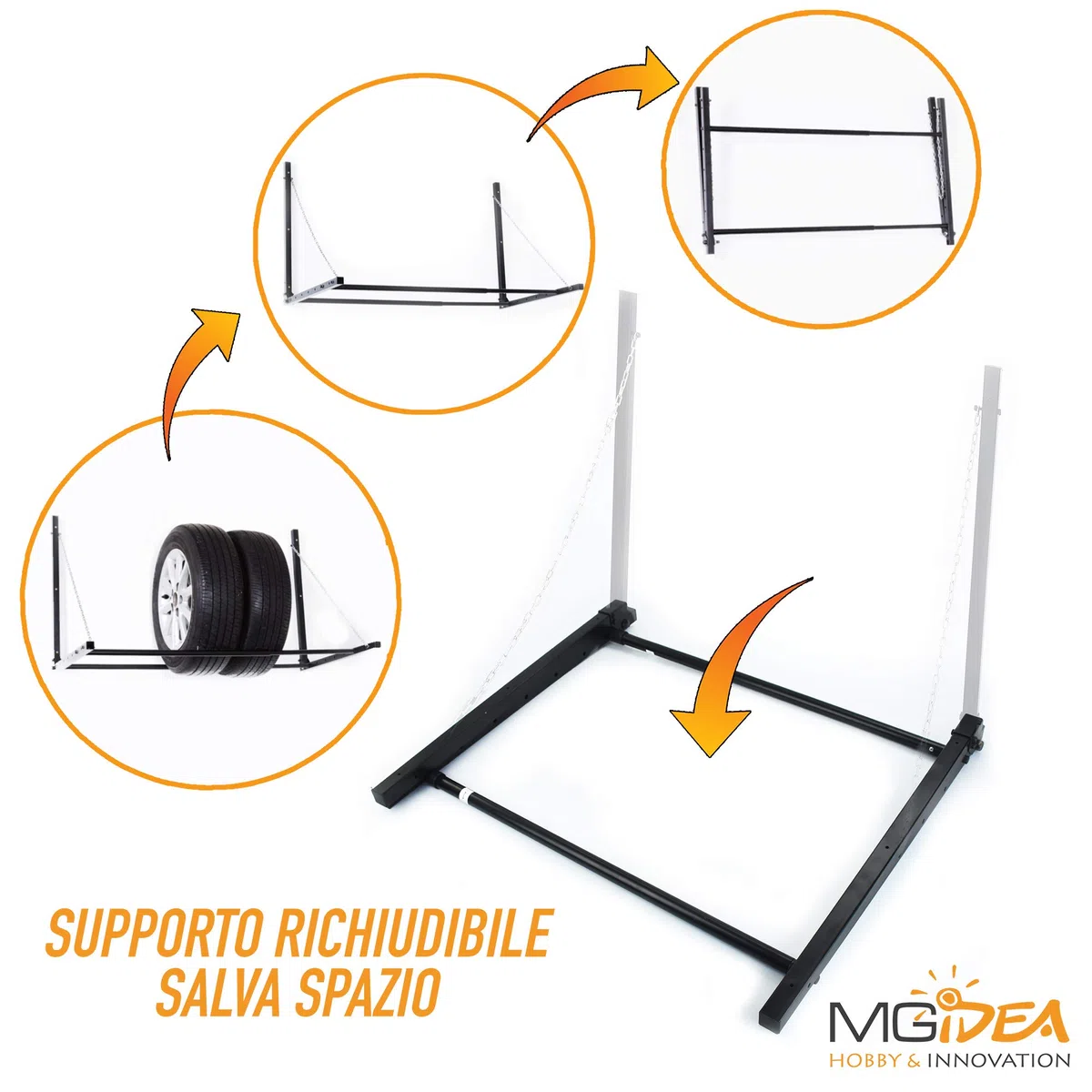 Supporto Porta GOMME Pneumatico Auto Macchina Garage da Parete Muro SCAFFALE