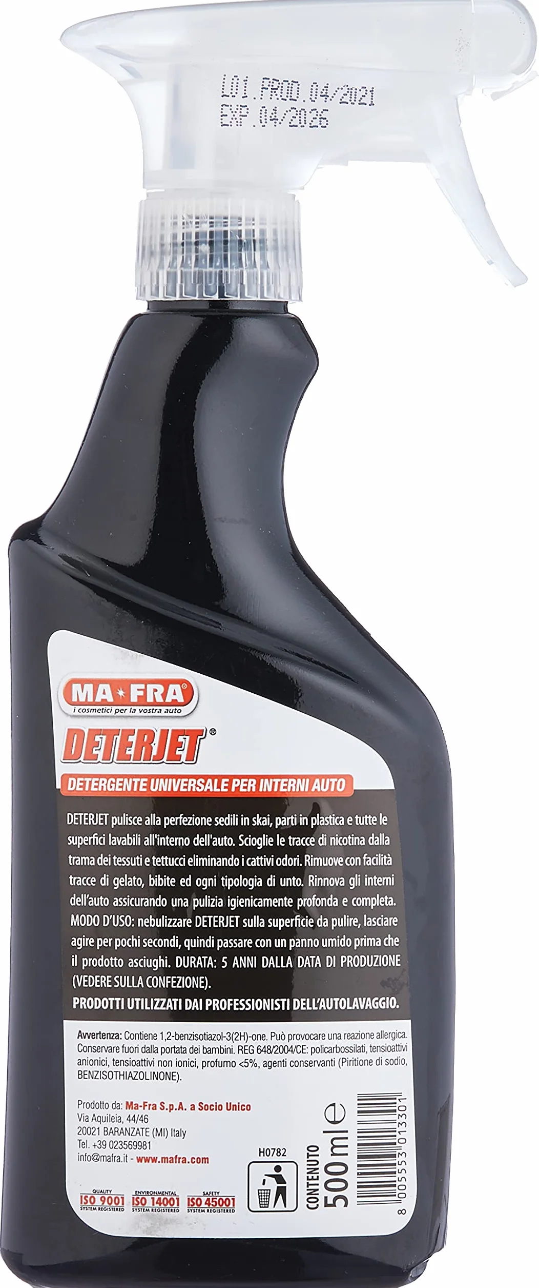 Ma-FraMafra, Charme, Kit per La Pulizia di Sedili E Cruscotti Dell'Auto & Deterjet, Detergente Sgrassatore Universale per La Pulizia delle Parti Interne Dell'Auto