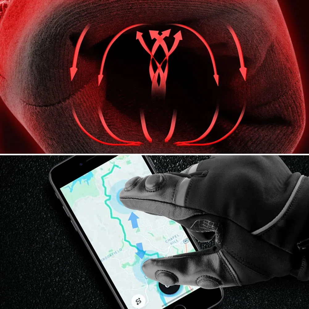 RunSnail 2KP CE Guanti Moto Invernali per Uomini e Donne, Guanti per Moto Impermeabili, Guanti per Motociclisti Lunghi, Guanti Touchscreen per BMX ATV MTB Riding, Racing su Strada