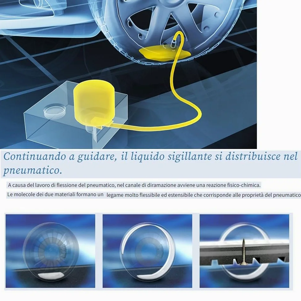 COMPATIBILE CON FIAT QUBO KIT RIPARAZIONE GOMME AUTOMATICO CON COMPRESSORE E LIQUIDO SIGILLANTE DUNLOP DA 620ML TECH PER RUOTE PNEUMATICI AUTO SUV CAMION FURGONI CAMPER 4X4