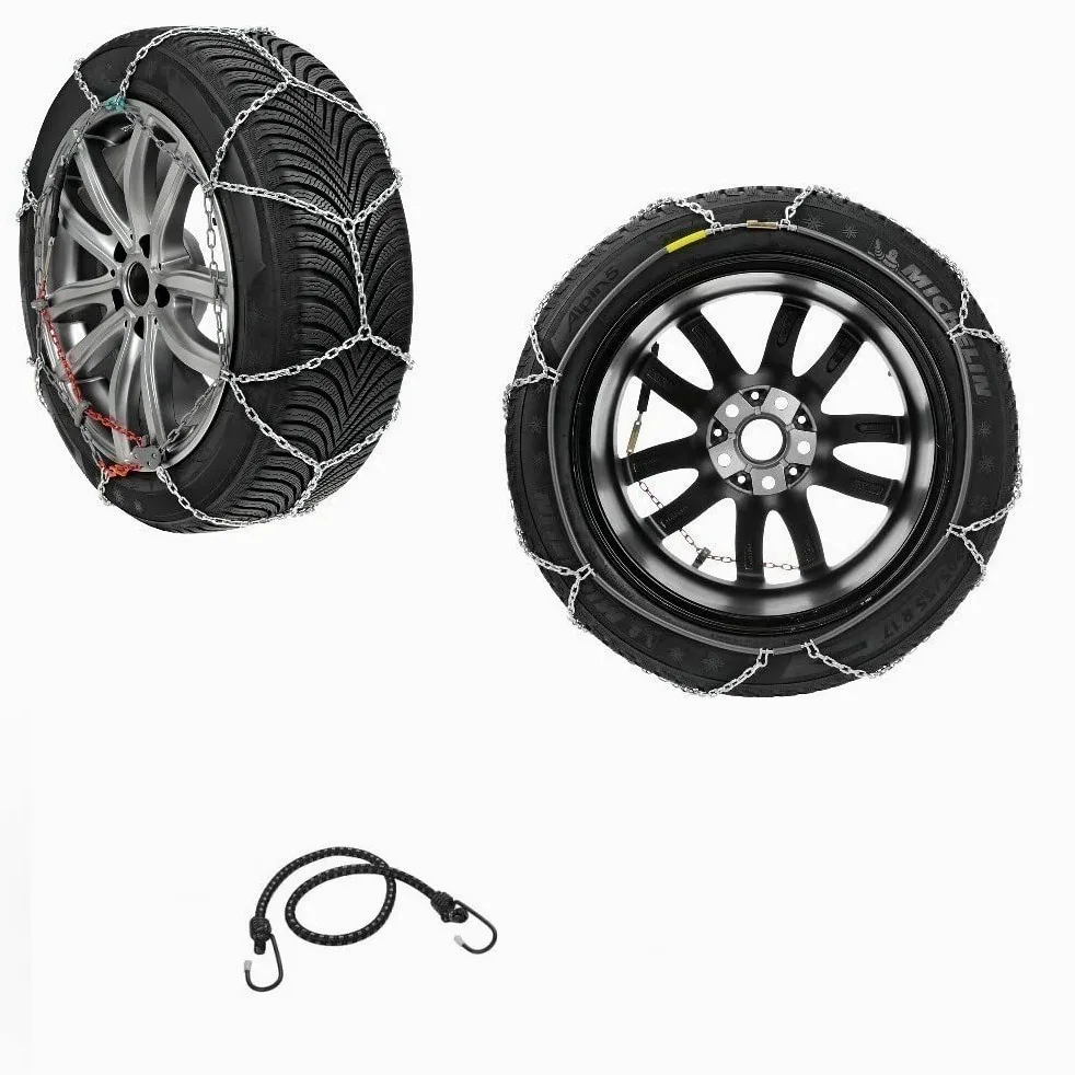 CATENA DA NEVE PER AUTO RUOTA 195/50 16" CERCHIO 16" COPPIA DI CATENE PER PNEUMATICI AUTO MAGLIA 9MM OMOLOGATE SU STRADA GHIACCIO CAVO IN ACCIAIO ANTIRUGGINE