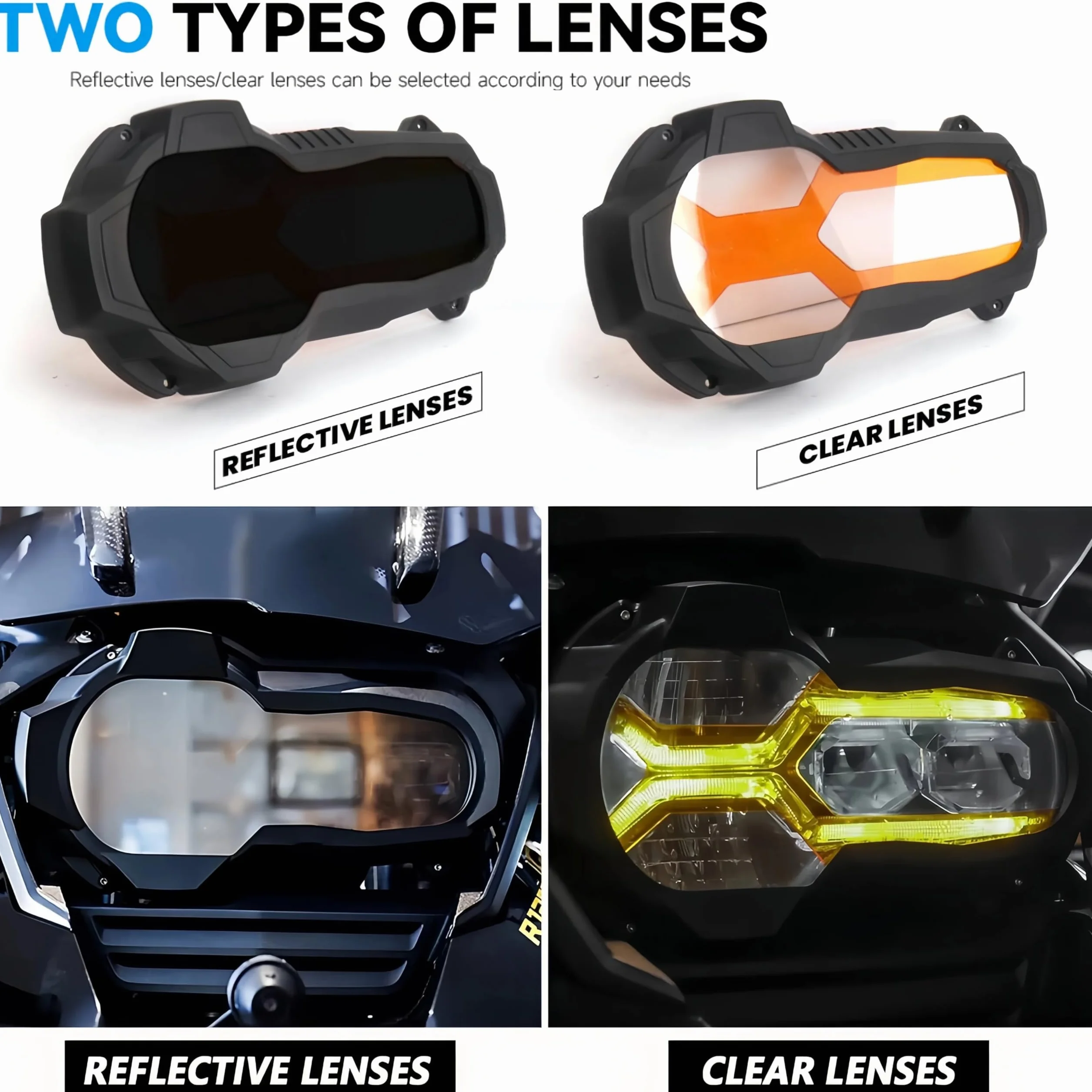 Adatto per BMW R1250GS Adventure/ R1250GS (2018-2024) Accessori per moto Protezione faro anteriore Copertura protettiva per faro anteriore per R1200GS LC Adventure (lenti riflettenti)
