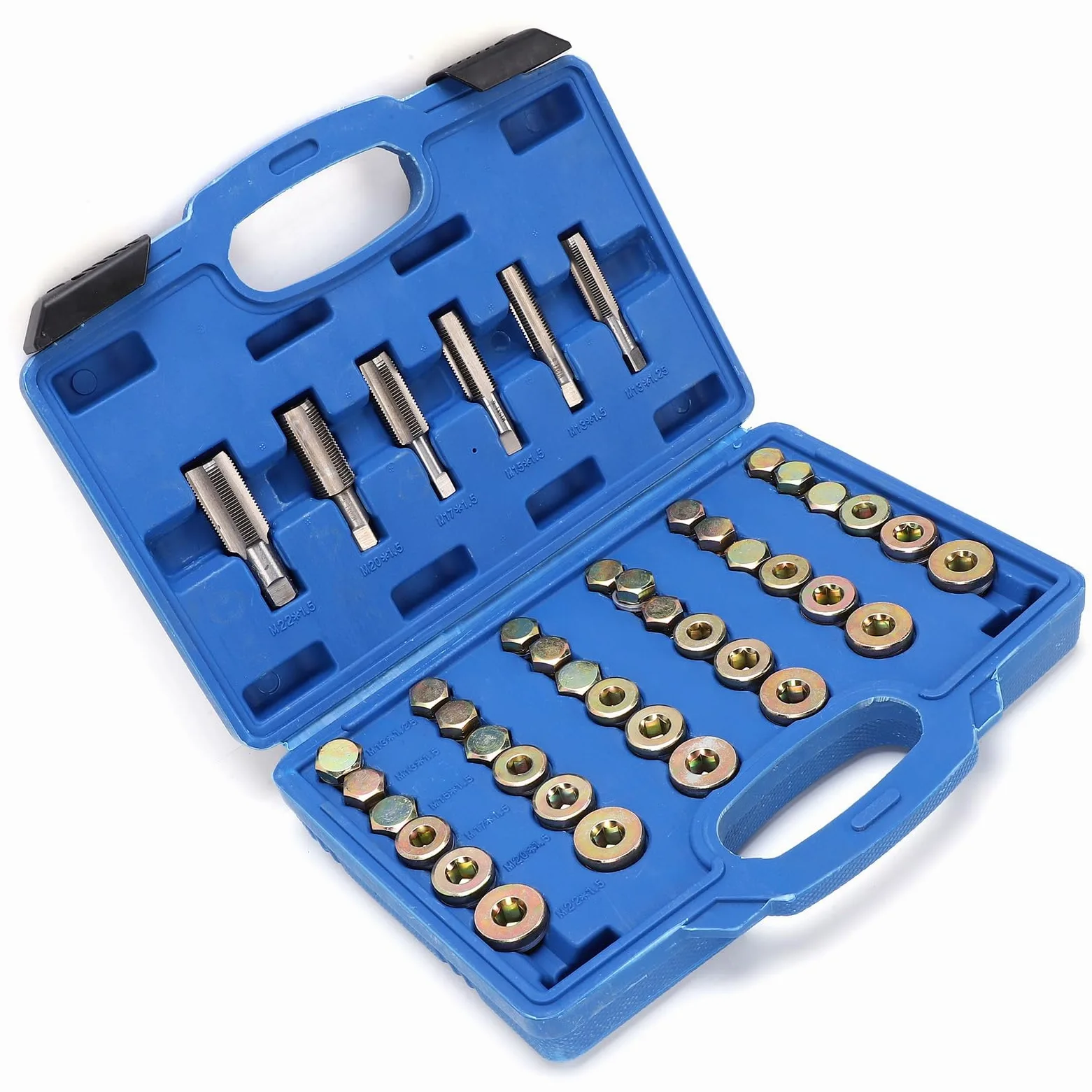 SIXRUN Set di Strumenti di Riparazione del Tappo di Scarico Dell'olio da 114 Pezzi Kit di Riparazione del Filo Automatico in Acciaio Legato Durevole per la Manutenzione Dell'auto (114 pezzi)