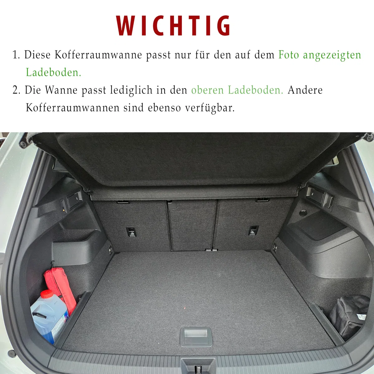 ELMASLINE 3D Tappetini Gomma e Vasca Baule per Pianale di carico superiore (regolabile) per VW TIGUAN 3 (2023-2025) | Tappetini Auto | Vasca per il bagagliaio | Accessori auto