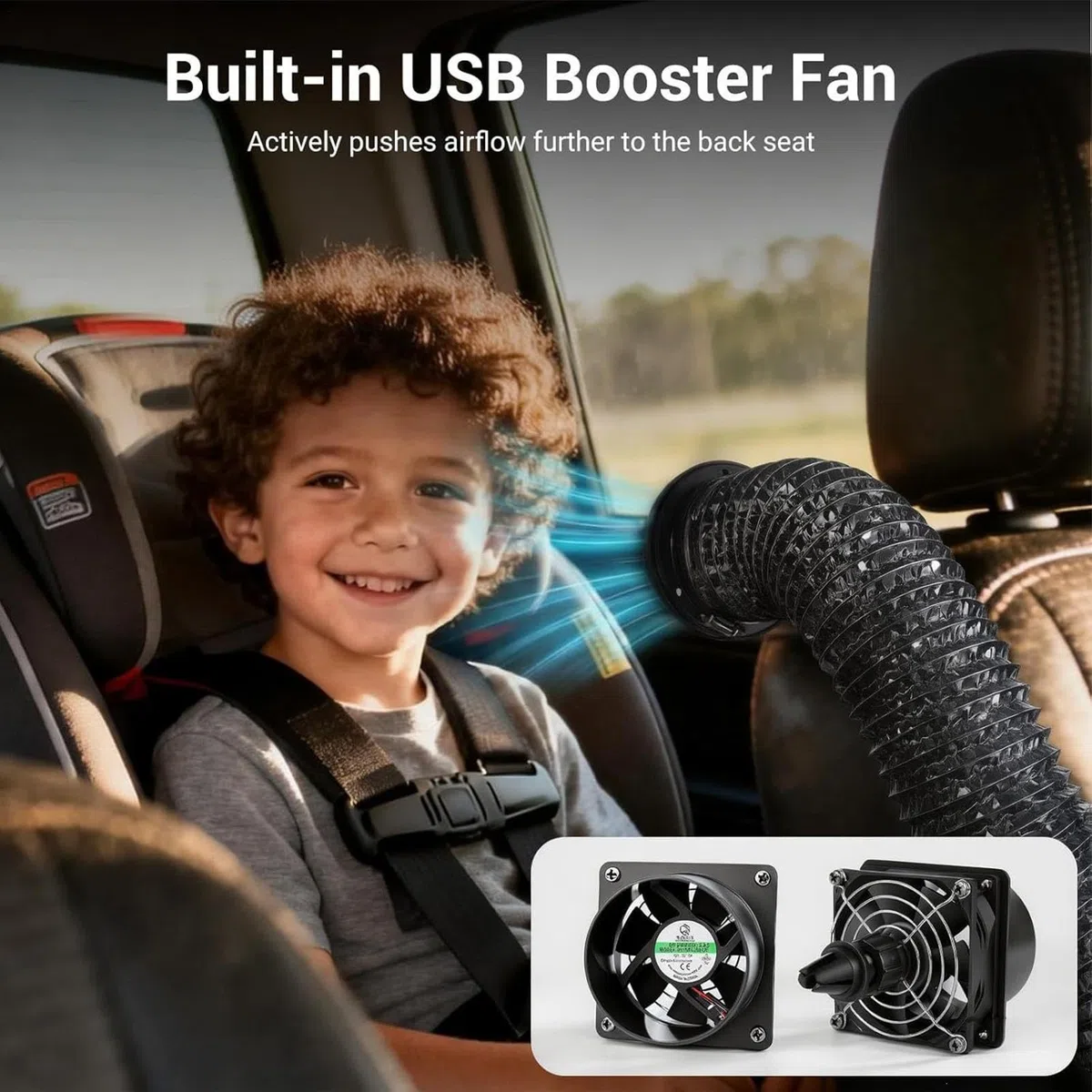 Tubo Condizionatore Portatile, 3 M Prolunga Per Uscita Aria Condizionata Auto, Per Sedile Posteriore, Con Ventilatore USB A Flusso D'aria, Resistente Al Calore, Per Berline, Pick-up, Furgoni, Camper