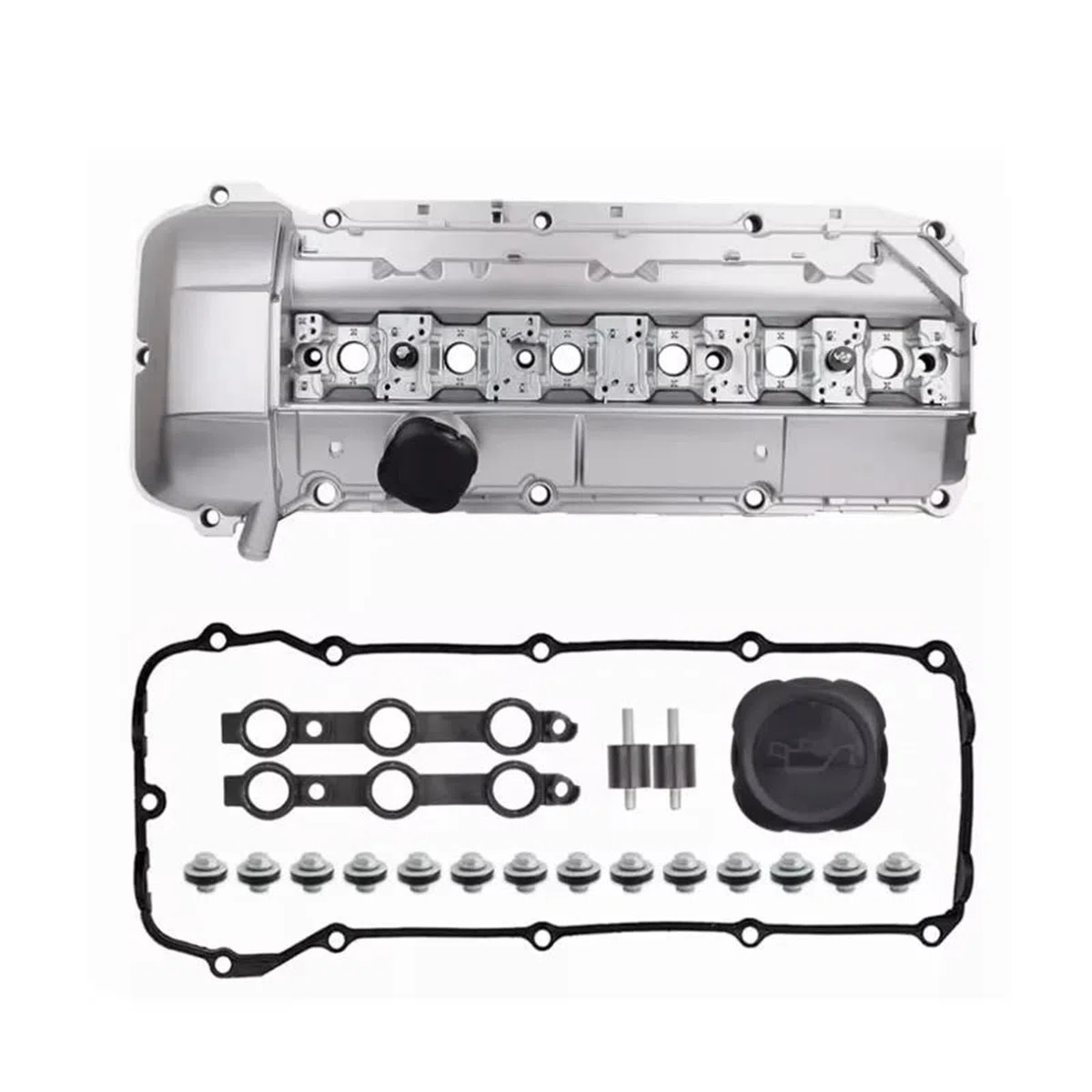 Coperchio valvola auto Coperchio Valvola In Alluminio Con Guarnizione Per BMW Per M54 Per M52 E39 E46 525i 528i 325i 328i 330i X5 Z3 2.5L .8L 3.0L Bilanciere Punterie Valvola Motore