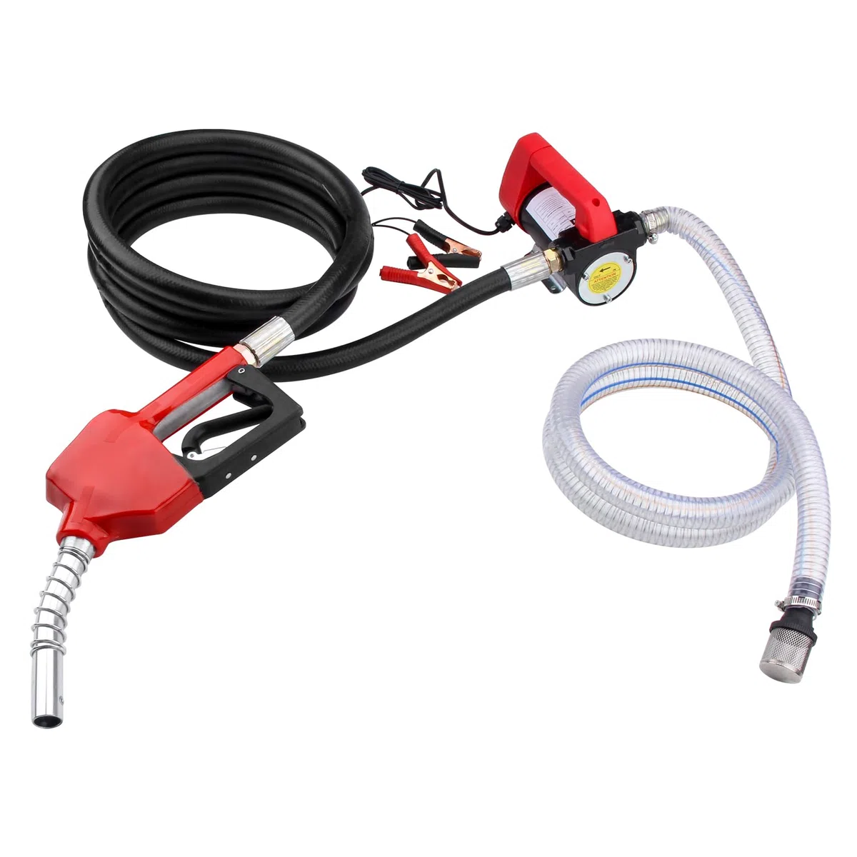 DOCAS 12V 175W Pompa Travaso per Diesel 45L/min, elettrica pompa,pompa di aspirazione dell'olio con Pistola, Filtro e Tubi per Diesel Kerosene