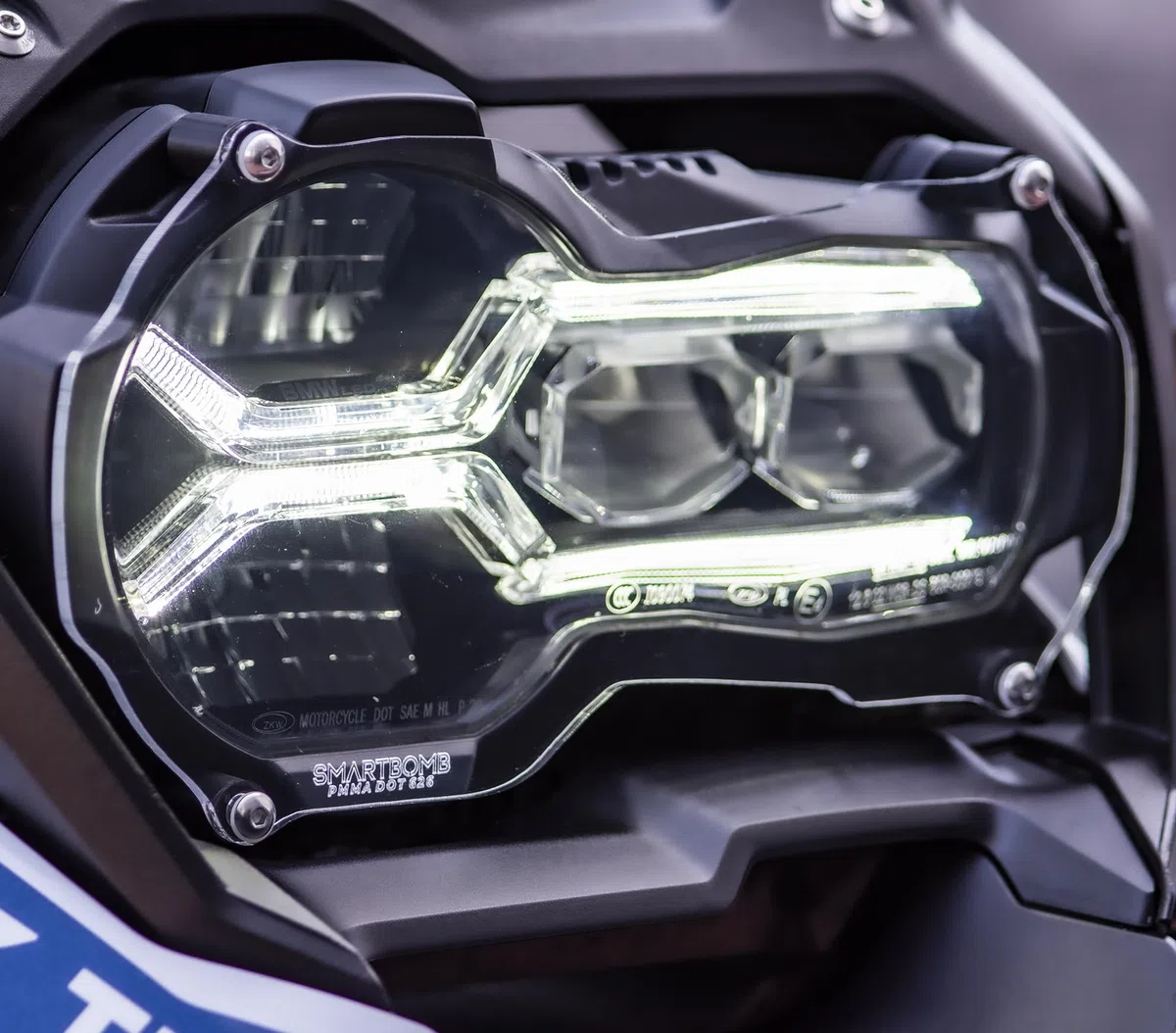 Protezione faro compatibile per BMW R 1200 GS R 1250 GS LC ADV STD LENTE DI PROTEZIONE FARO ANTERIORE 5MM sistema ''togli&rimetti''