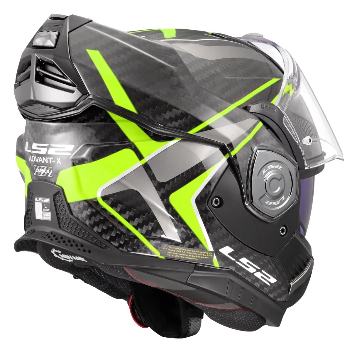 LS2, Casco Moto Modulare ADVANT X CARBON FUTURE II Gloss H-V Yellow, L