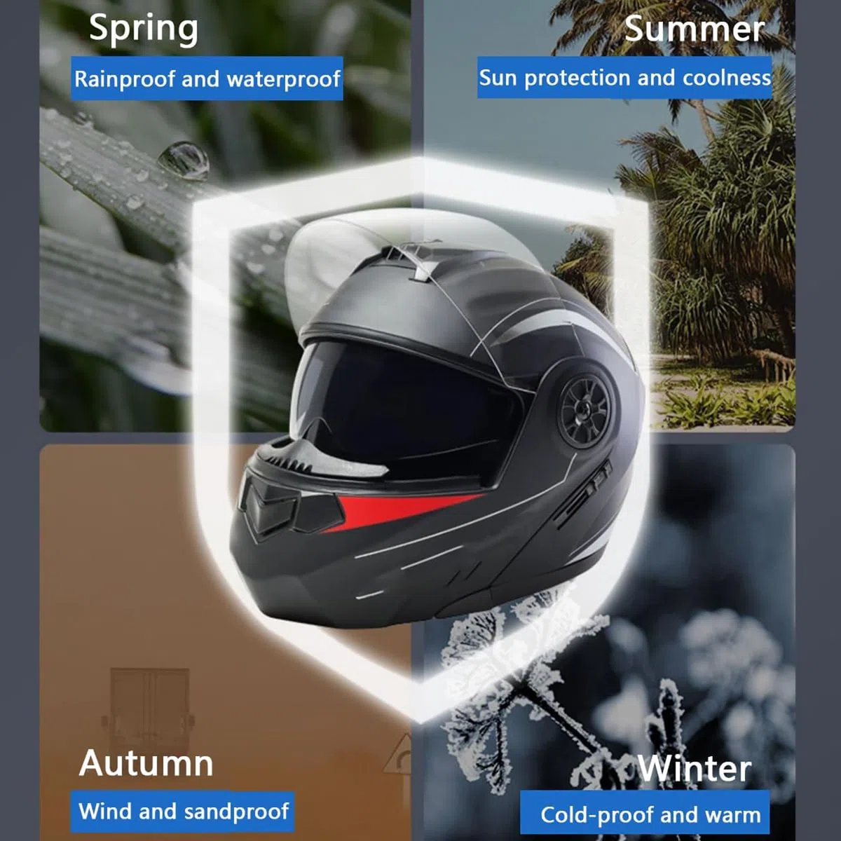 Casco Modulare Bluetooth Moto Integrat con Doppio Visiera Parasole Integrale, Casco Certificato ECE, Sistema di Comunicazione Interfono Integrato Radio FM Mp3 Integrato