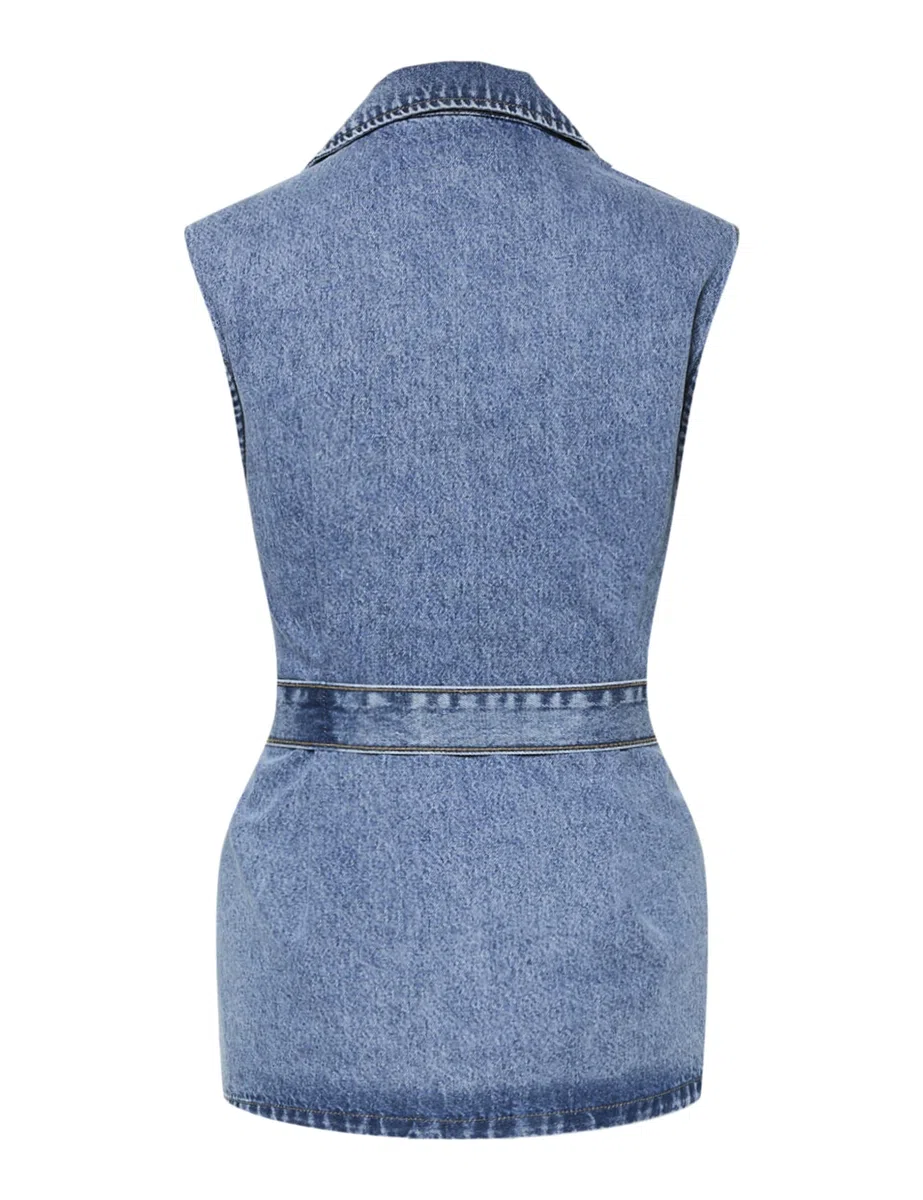 PIECES Pcsabine Long Denim Vest Pcsabine - Gilet lungo in denim Donna (Pacco da 1)