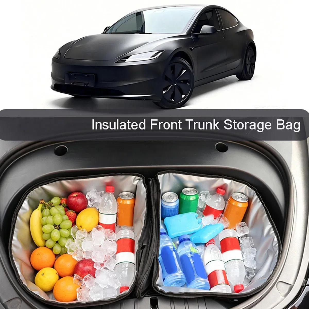 Borsa Portaoggetti Da Bagagliaio Anteriore 2 Pezzi Portatile Con Coperchio | Organizer Termico per Bagagliaio Per Vacanze, Barbecue, Lunghi Viaggi, Brevi Gite E Campeggio