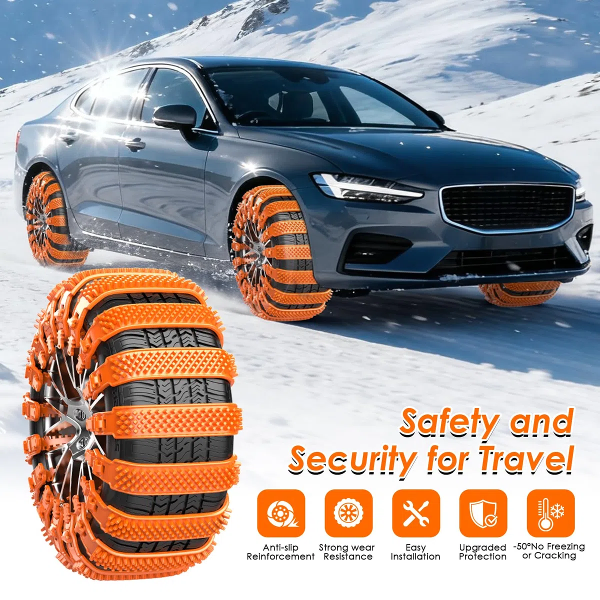 Catene da Neve per Auto Ninonly 10Pcs Riusabili Antiscivolo Catene Auto Universali per Veicolo Auto Camion SUV Adatte per Pneumatici Larghezza 165mm-255mm per Fango,Sabbia,Neve, Ghiaccio,Fuoristrada