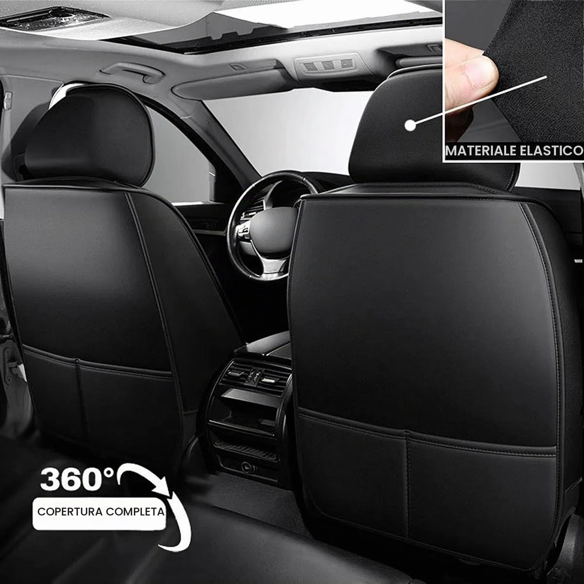 Coprisedili in Pelle Per Dacia Sandero Stepway 5 Places Duster 2000-2023 | Universale Auto Tessuto Traspirante | Impermeabile Traspiranti