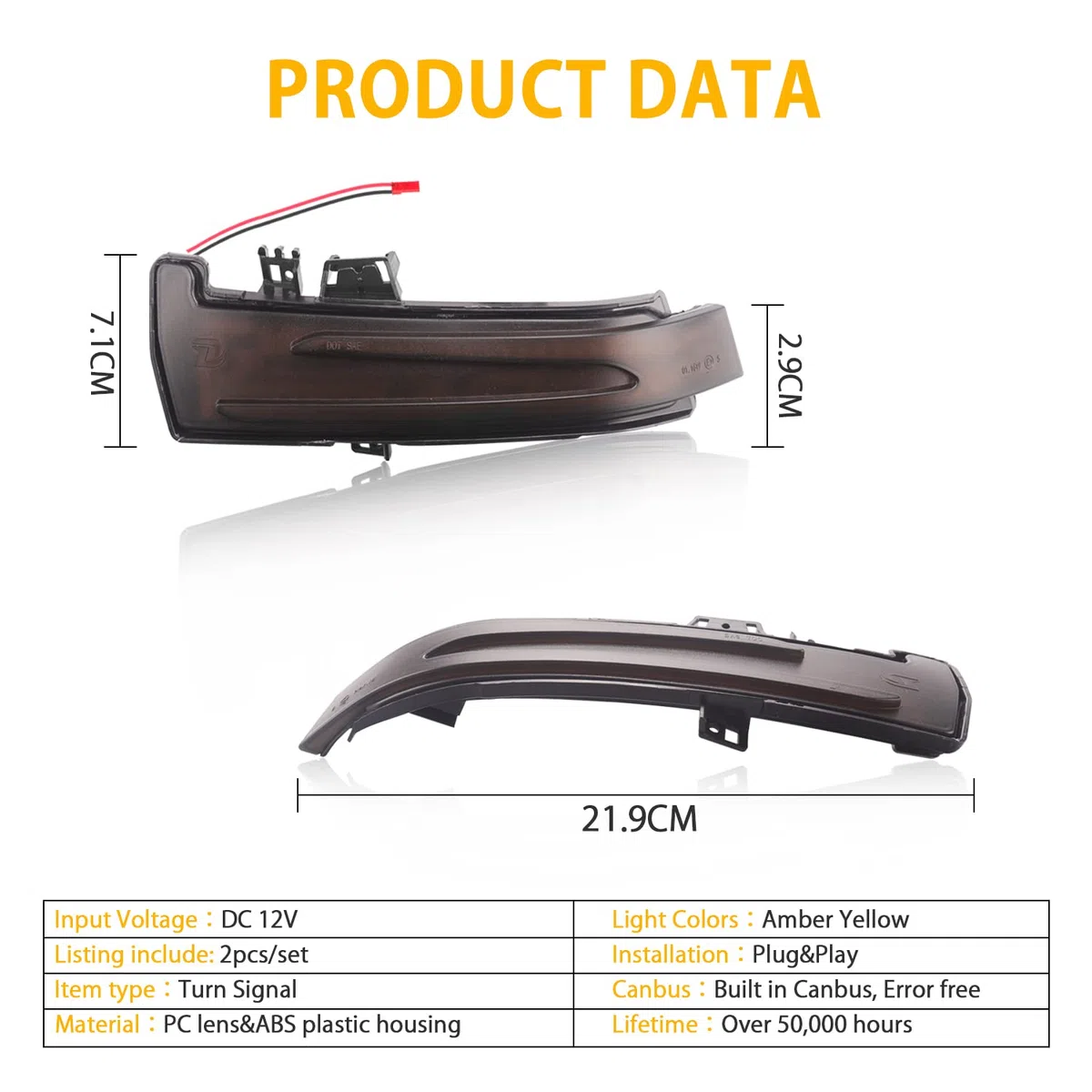Coppia di Indicatori di Direzione, Indicatori di Direzione Sequenziali Ambra Compatibile con Mercedes Benz W176 W246 W204 W212 W221 CLA C117 X156 X204 W218, 2 Pezzi