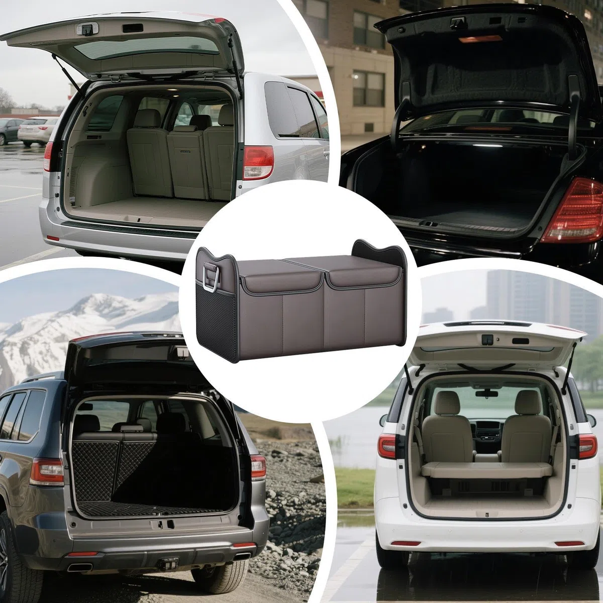 Generisch Organizer per bagagliaio per SUV, organizer per alimenti per | bagagliaio con coperchio, grande contenitore pieghevole, accessorio per veicoli, viaggi, vacanze, sedile posteriore camion