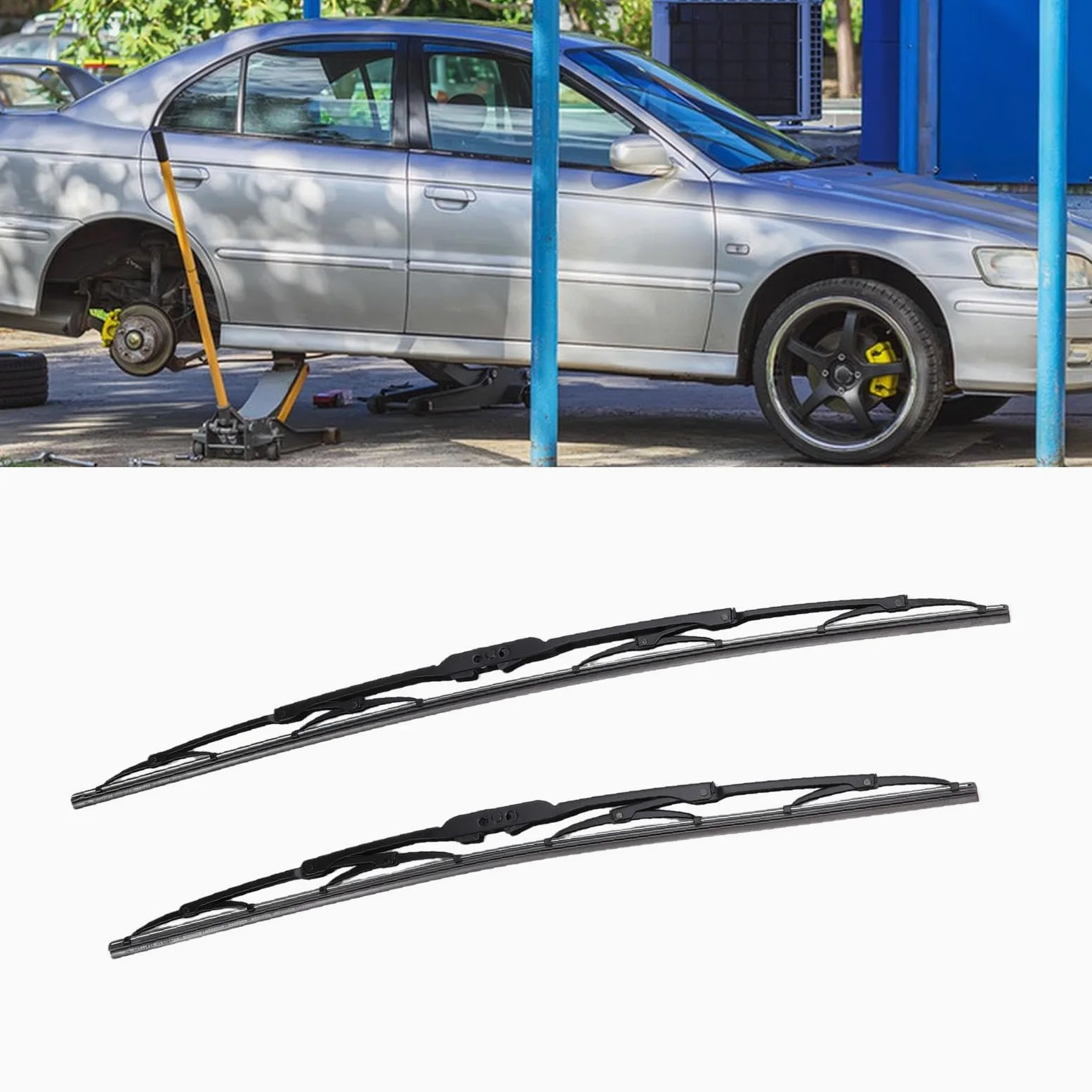 Cocoarm Spazzole Tergicristallo Anteriore in Metallo e Gomma per Tergicristallo Anteriore 21 Pollici 24 Pollici Sostituzione Interfaccia Universale Tipo U per Auto 12V 24V Cancella Pulizia a 180 Gradi