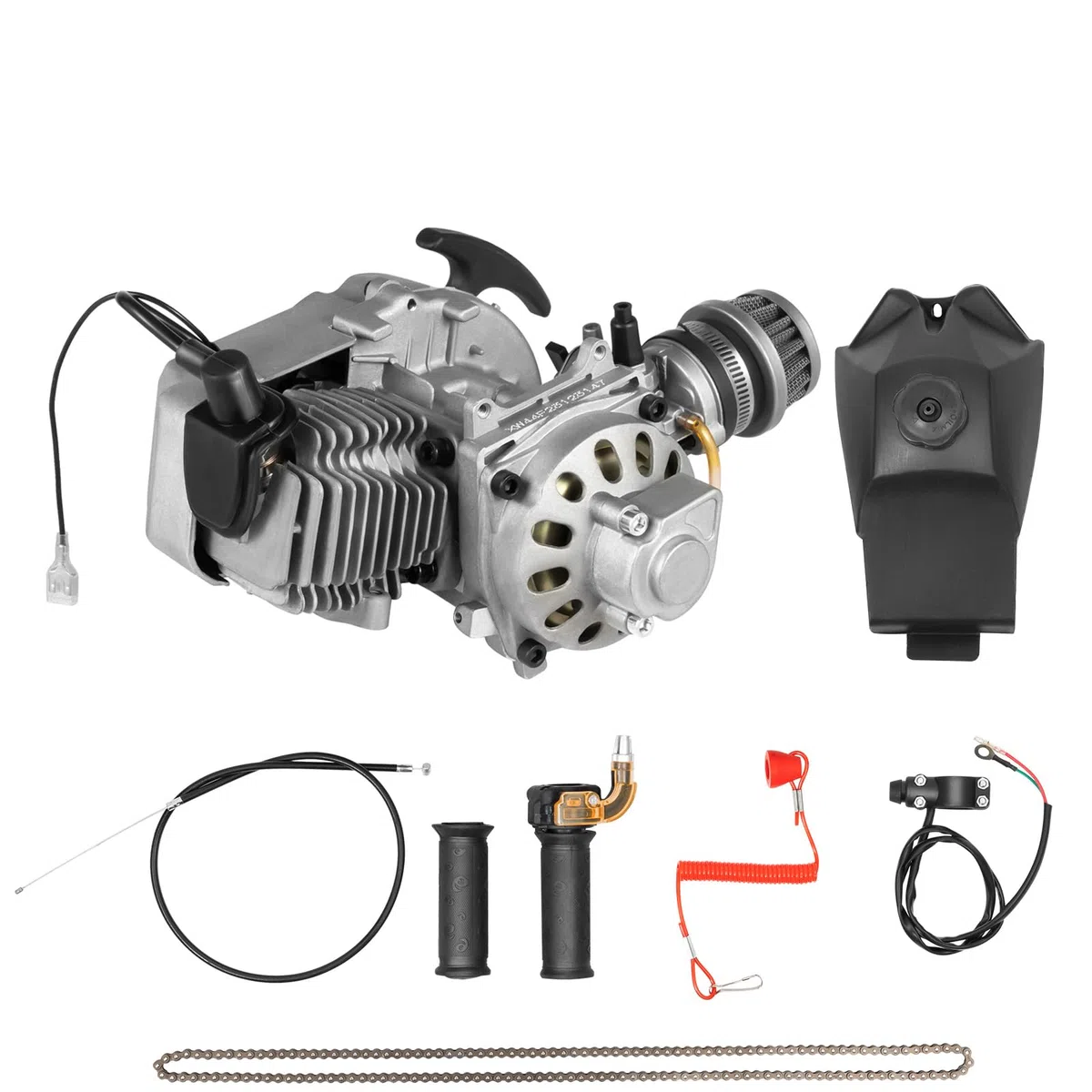 Pullstart Engine Motor Kit 49cc 2 Tempi Motore con Catena 25H 136L Serbatoio Carburante per Mini Dirt Bike, Pocket ATV, Scooter