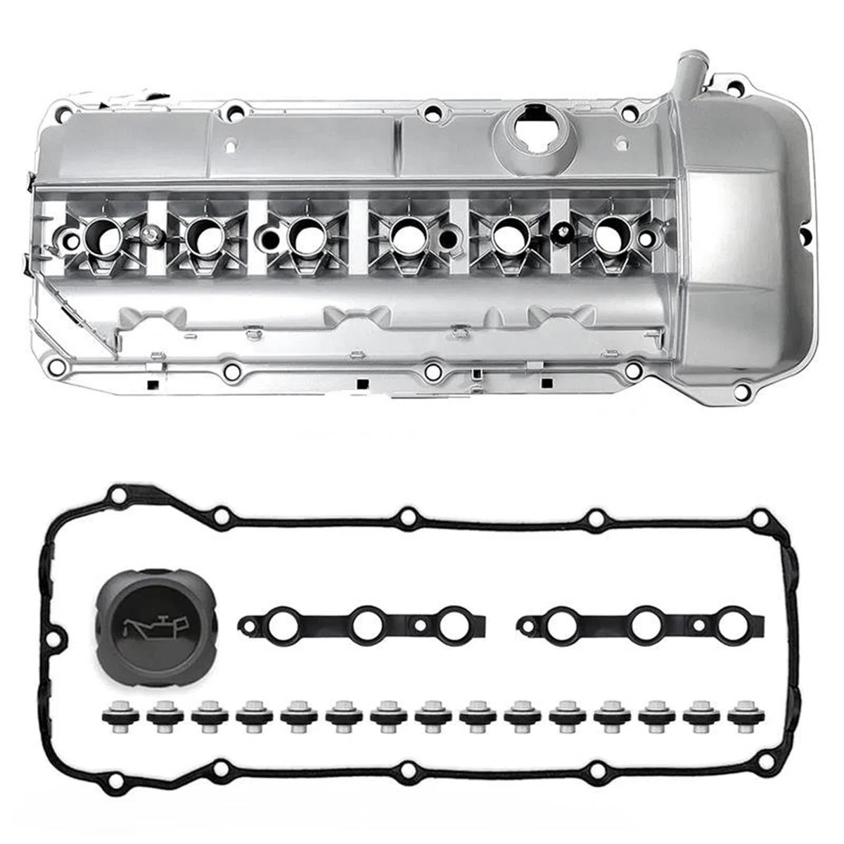 Coperchio valvola auto 11127512839 Coperchio Valvola Motore In Alluminio Con Guarnizione E Bulloni E Cappuccio 03-06 Per BMW M54 E46 325i 330i 525i 325ci X3 X5 Z4 Punterie Valvola Motore
