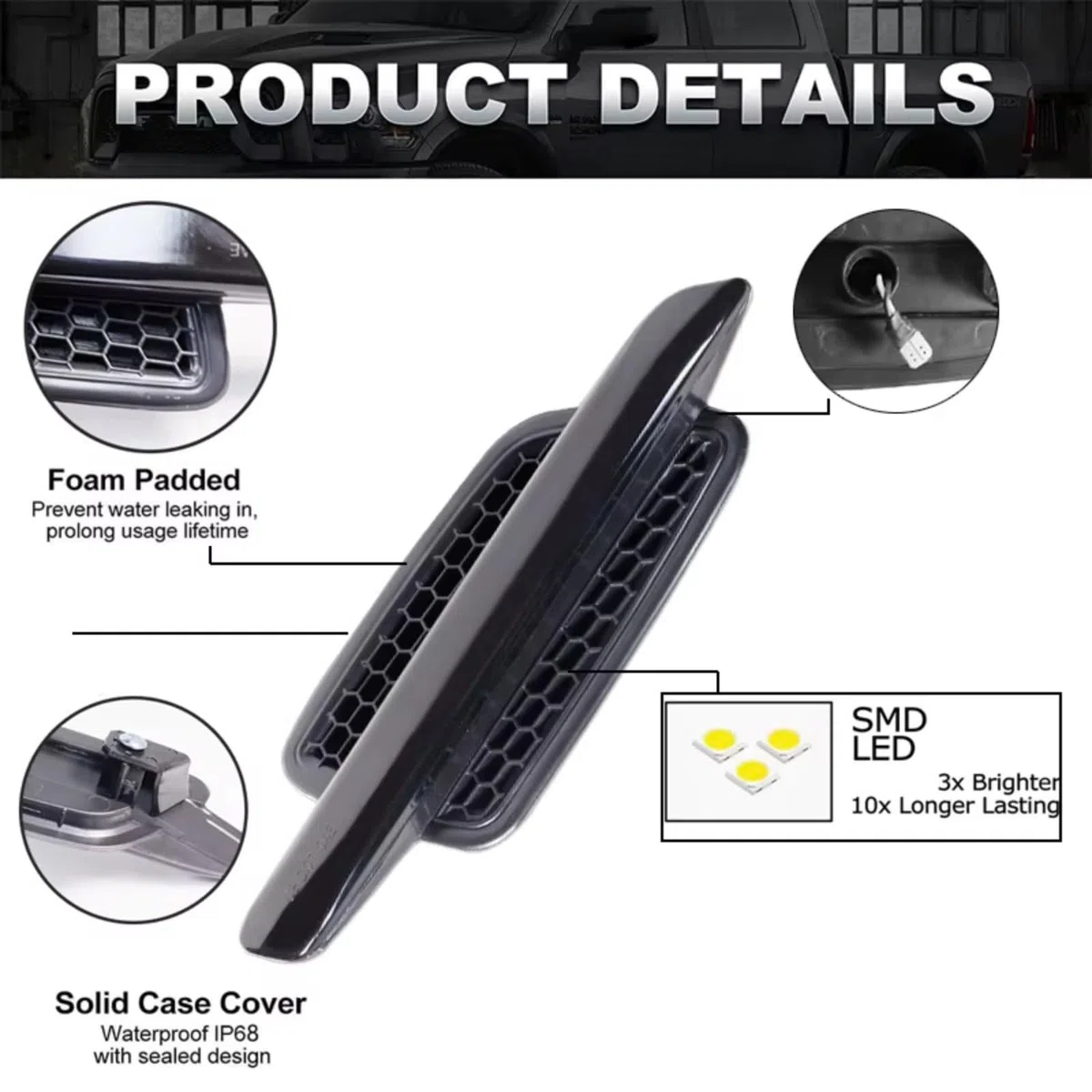 Faro Fanale Anteriore Per Pontiac G8 2008-2009 Paraurti Anteriore Luci Posizione Laterali LED Lampade Indicatore Direzione Ambra/Luci Ingombro DRL T10 12V Luce Marcia Diurna(Bianco)