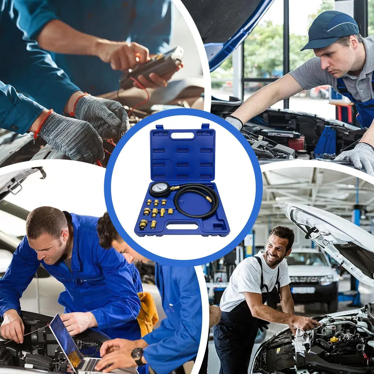 Kit Tester Compressione Cilindri Tester Cilindri Per Auto | Test Custodia Tubi Lunghi Doppia Strumento Diagnostico Auto per Camion Officine Riparazione