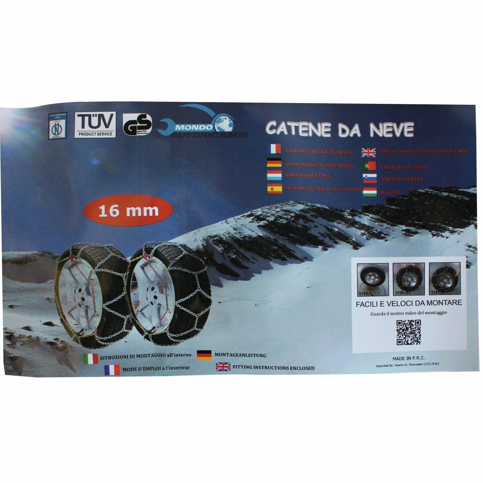 KAWIN Shopping on line Catene da Neve OMOLOGATE 255 40 20 V5117 16mm 255/40-20 R20 SUV 4x4