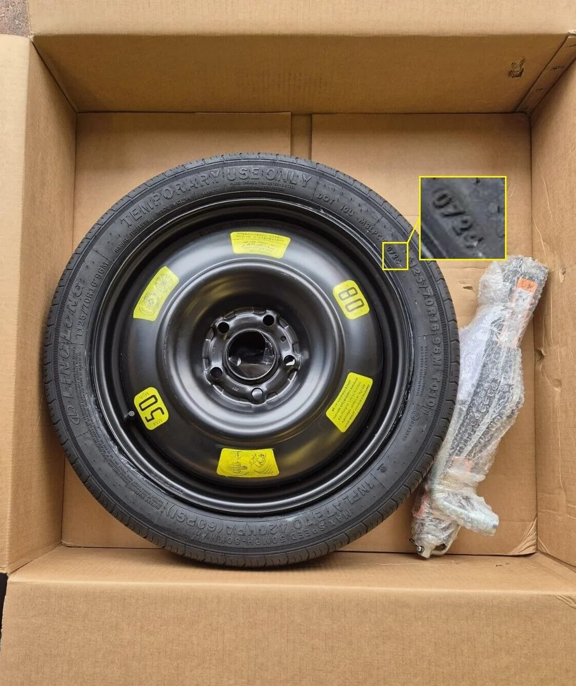 Kit Ruotino di Scorta 16" D'angelo compatibile con Ford Puma con Cric Chiave e Sacca OK MEGABOX