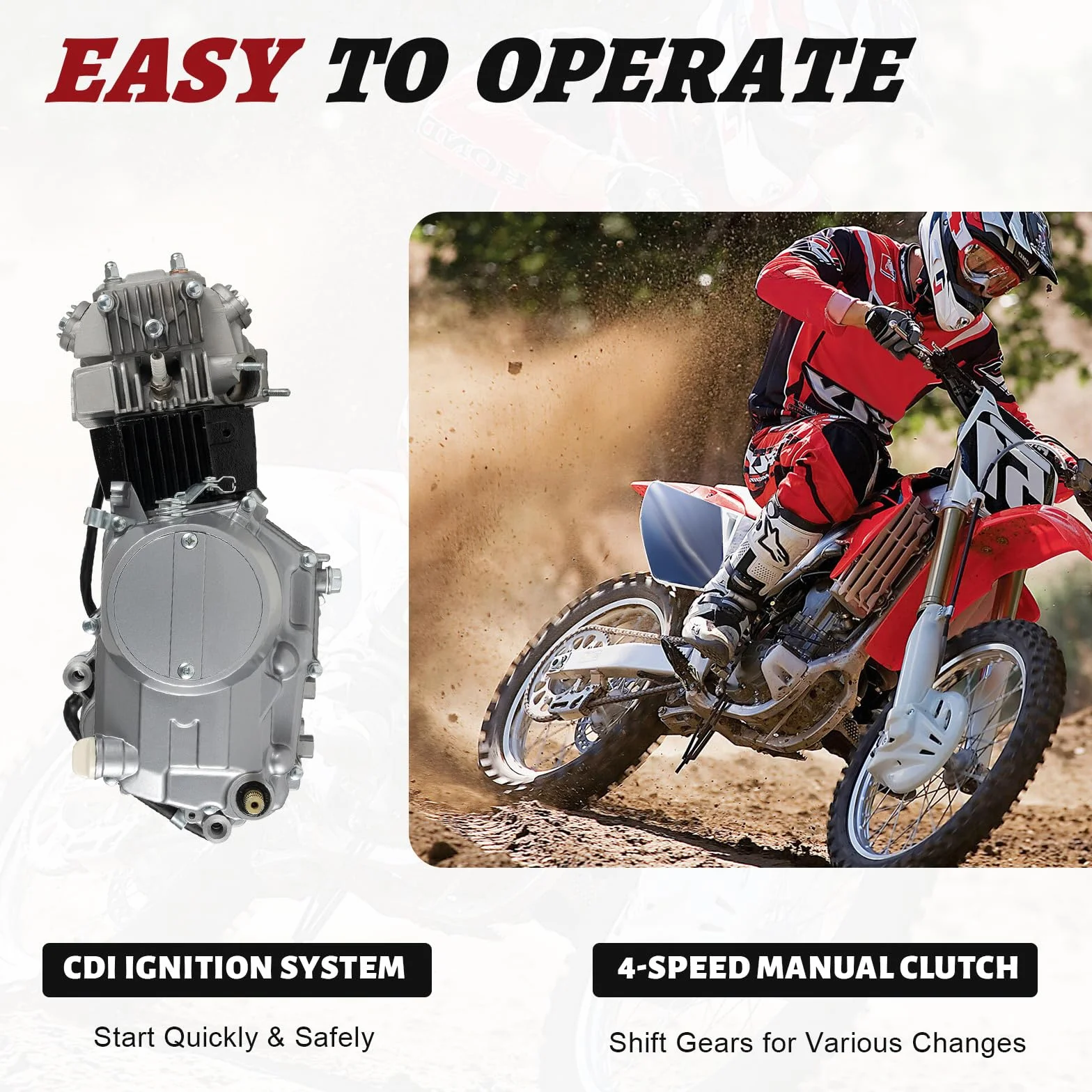 Motore a 4 tempi, 4 marce, 125 cc, motore monolocilindrico raffreddato ad aria, con Accensione CDI e serbatoio da 30,43 once per multi modelli di moto