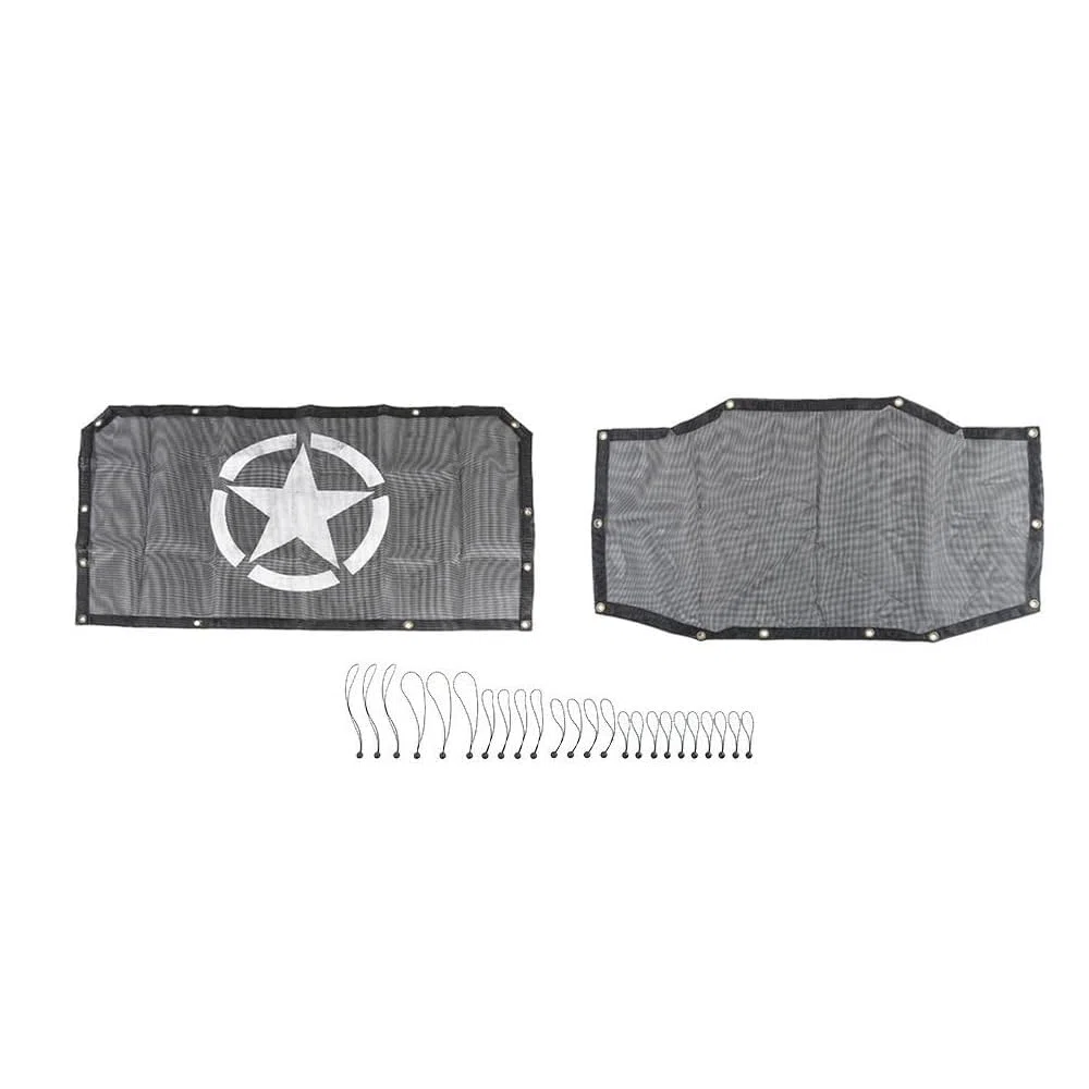 Copertura superiore del parasole del tetto in rete compatibile con Jeep Wrangler JL JLU 2018-2023 a 4 porte, protezione UV e riduzione del calore,Five pointed star
