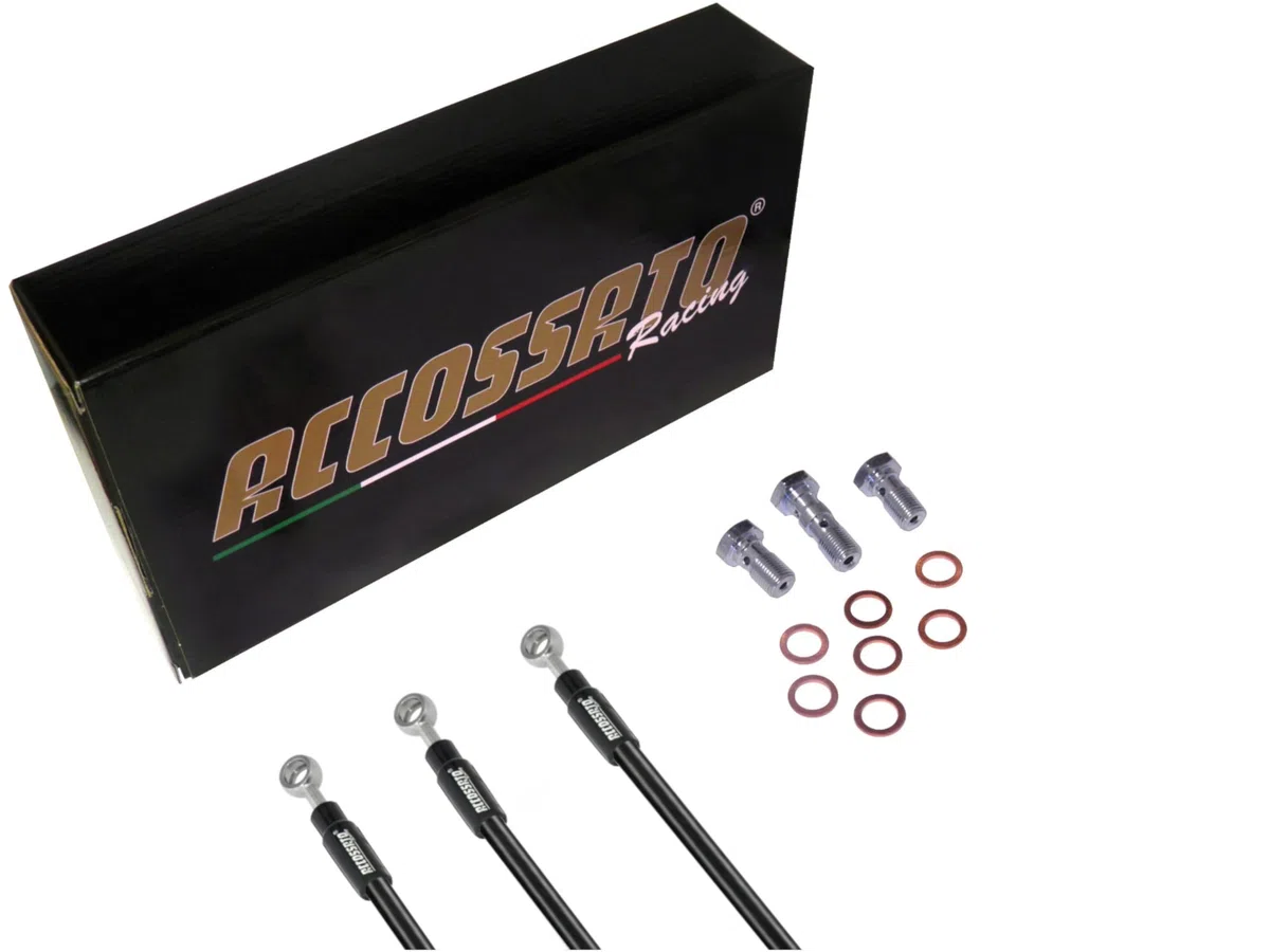 ACCOSSATO Kit Completo Tubi Freno Neri Moto Cagiva - Mito 125 (1991), Layout S, Numero Tubi: 2