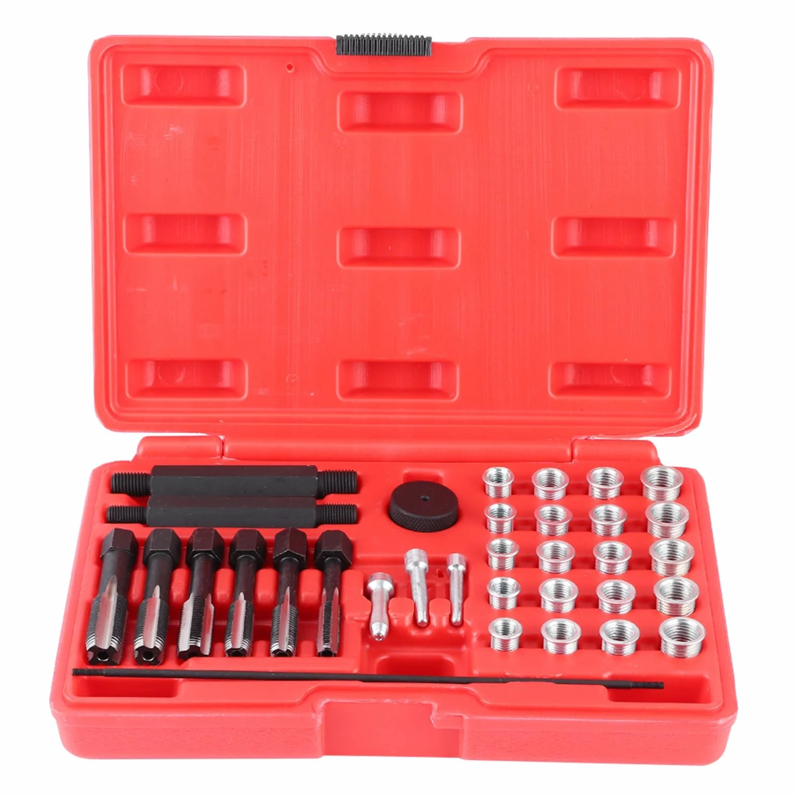 Kit di Riparazione Filettatura 33 Pezzi, Kit di Riparazione Testa Zigrinata per Candelette Set di Filettatura Candele Rimedio Rapido Ed Efficace con Adattatori Filettati di 4 Dimensioni,