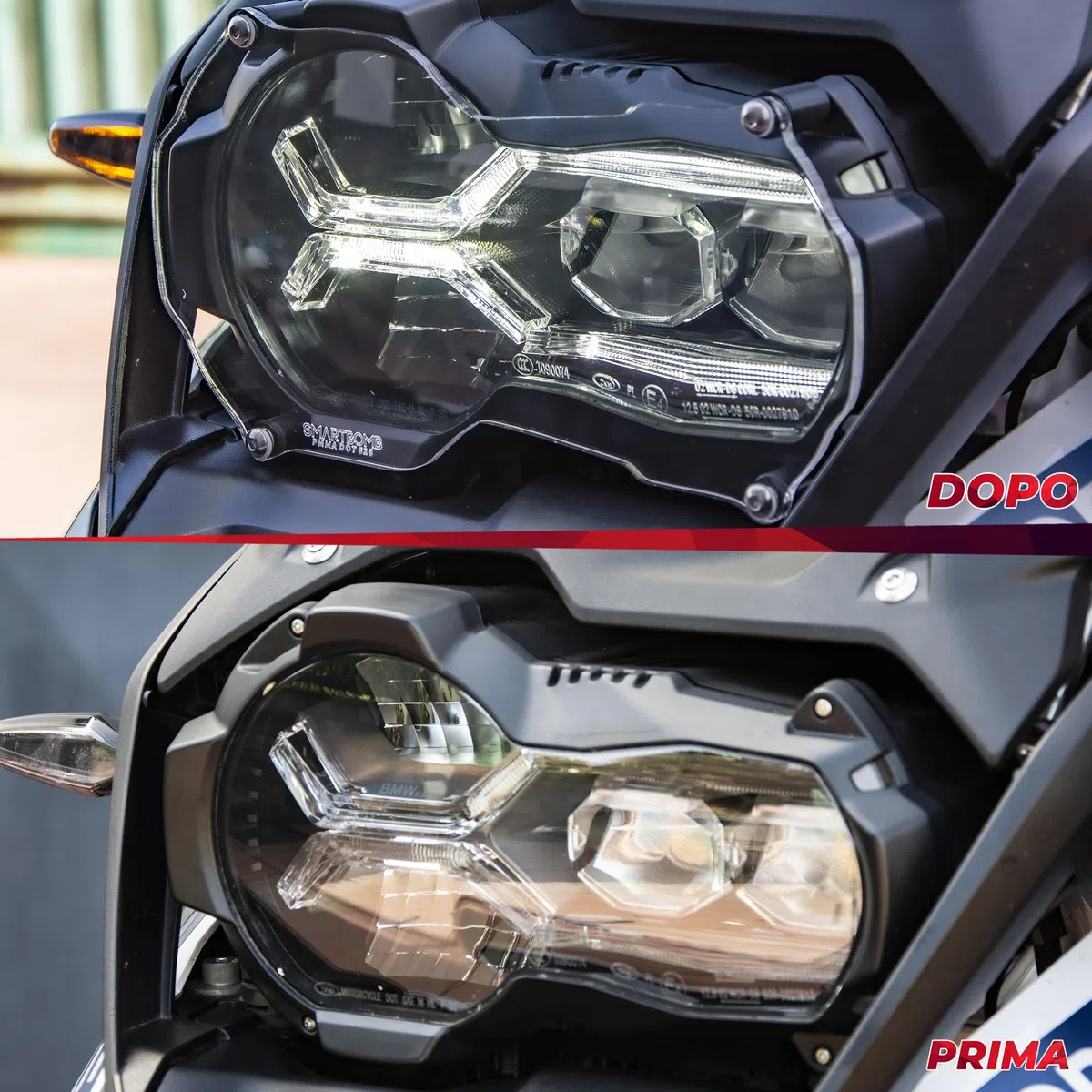 Protezione faro compatibile per BMW R 1200 GS R 1250 GS LC ADV STD LENTE DI PROTEZIONE FARO ANTERIORE 5MM sistema ''togli&rimetti''