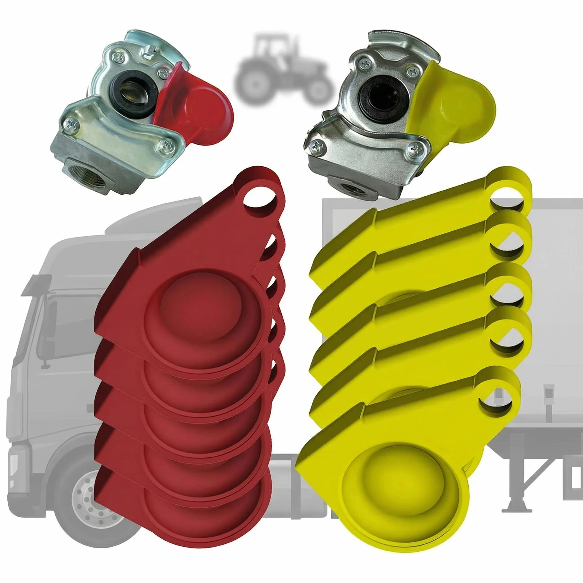 Tappo antipolvere per testa di accoppiamento, coperchio set da 10 pezzi - 5x rosso e 5x giallo testa ad aria compressa coperchio di ricambio, tappo standard per camion trattore | R-Satz Shop