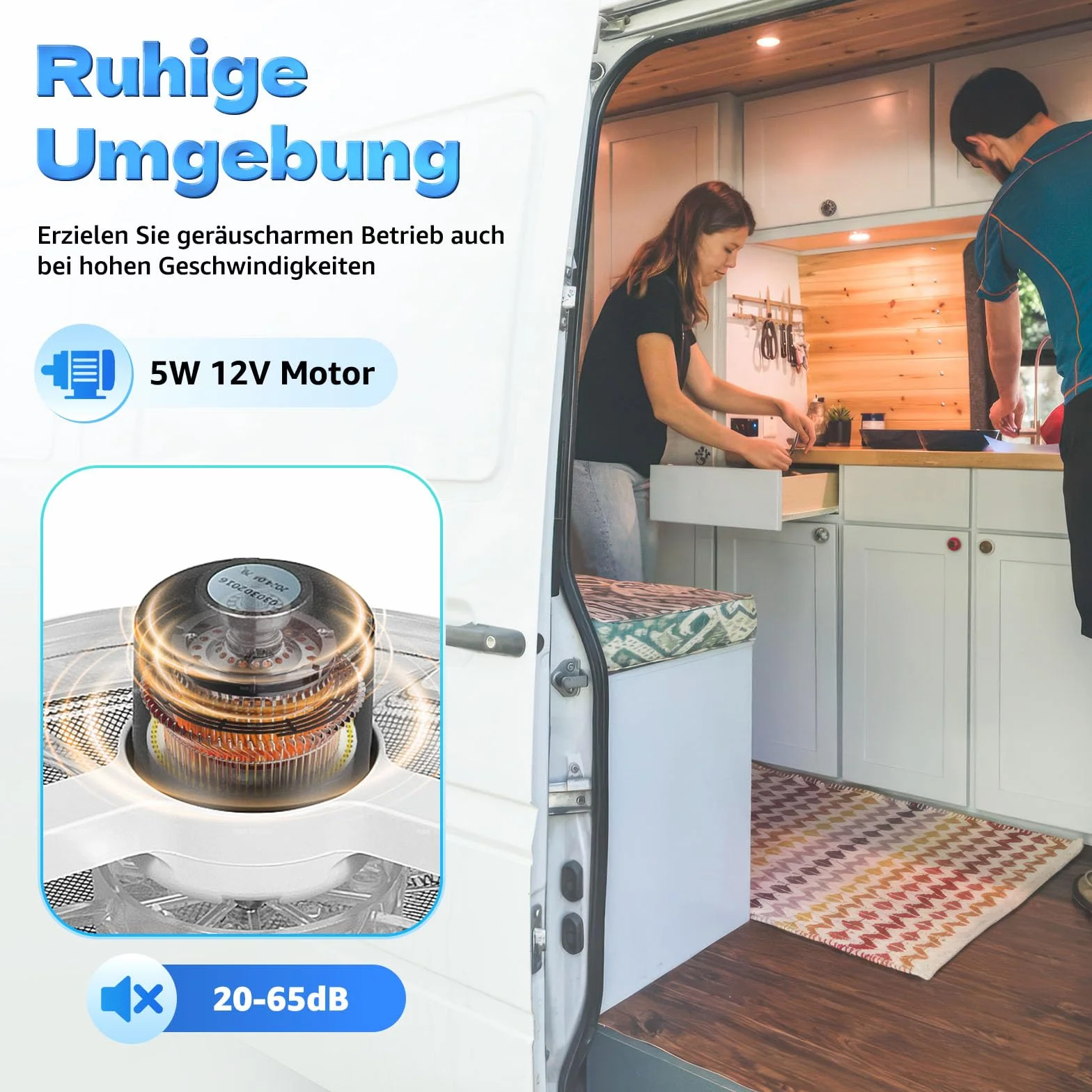 Camper lucernario, ventilazione insonorizzata con LED, 36 x 36 cm, ventilazione per camper, flusso d'aria 5 – 35 m³/min, IP68, impermeabile, per camper con dimensioni di apertura 11,02 x